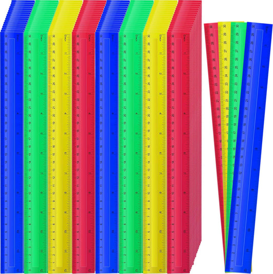 200 Pcs 12 Inch Rulers Bulk Plastic Kid Ruler for Back to School Supplies, Flexible Assorted Color Ruler with Centimeters and Inches for Students Operation Christmas Charity Donation Supplies (200)