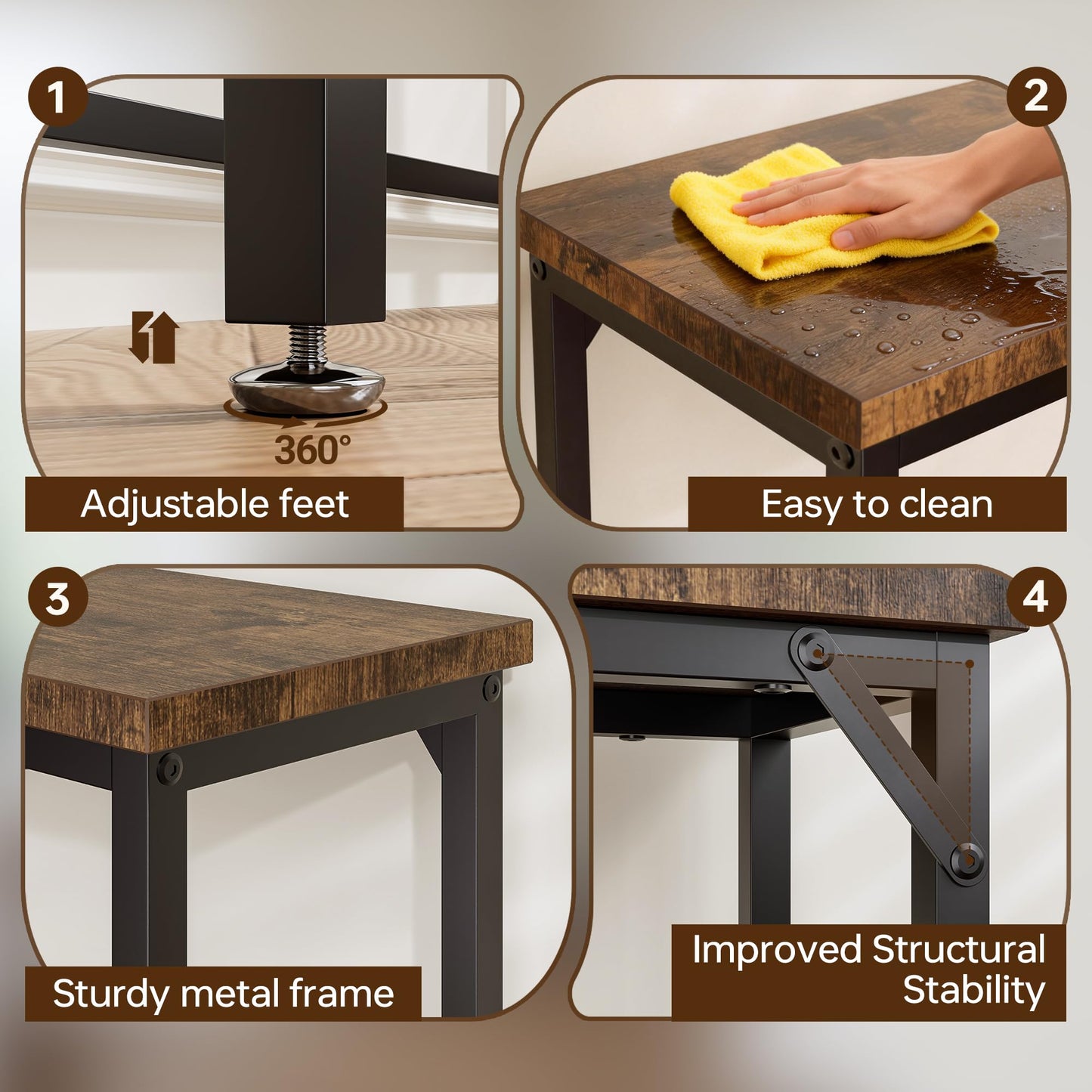 Tujurich Narrow Entryway Console Table & Sofa Side Table - Industrial Hallway Table for Small Spaces, Behind Couch Table, Multi-Functional Living Room Bedroom Office,Brown, 29.5" x 9.4" x 29.5"