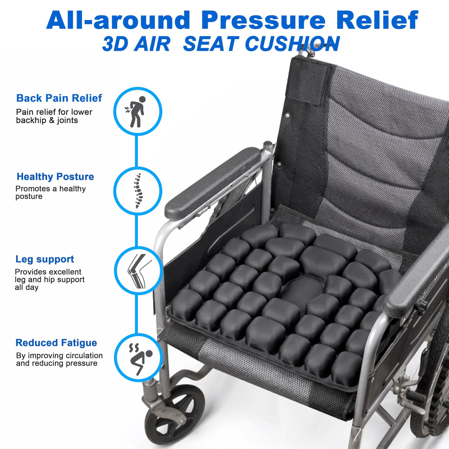 Upgrade Travel Seat Cushion for Airplane,Portable&Adjustable Air Seat Cushion,Coccyx Tailbone Pain Relief Chair Pad,Inflatable Cushion for Wheelchair, Travel,Driving,Office Work