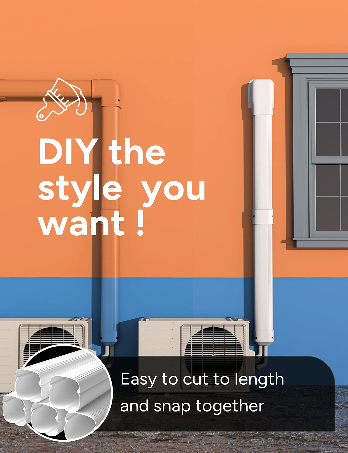 Toutgood 3'' 14Ft Mini Split Line Set Cover Kit for Minisplit Ductless Linset Air Conditioners and Heat Pumps, Central AC Decorative Upgraded UV-Proof Strong & Durability PVC Pipe