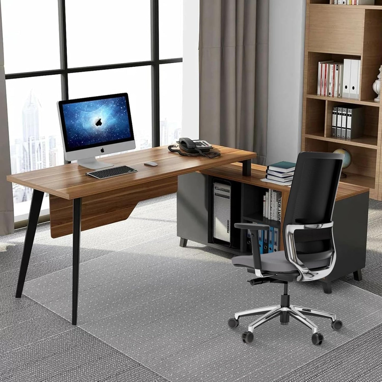 Office Chair Mat for Carpet Floors, Desk Mats 47"X59" for Rolling Desk on Low Pile Carpets, Rectangle Computer Gaming Plastic Floor Mats for Office Chair on Carpet, Flat Without Curling