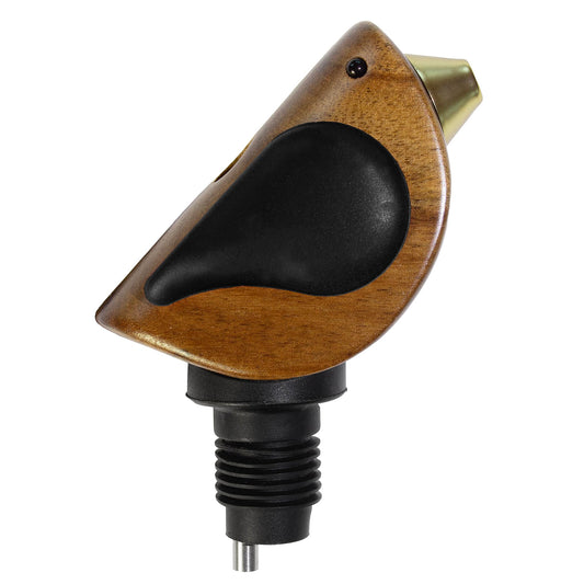 Songbird Specialties Wine Bottle Pourer, Fun Wine Pourer Spout Sings While It Pours, Airtight Wine Bottle Sealer, Acacia Wood with Turquoise Wings