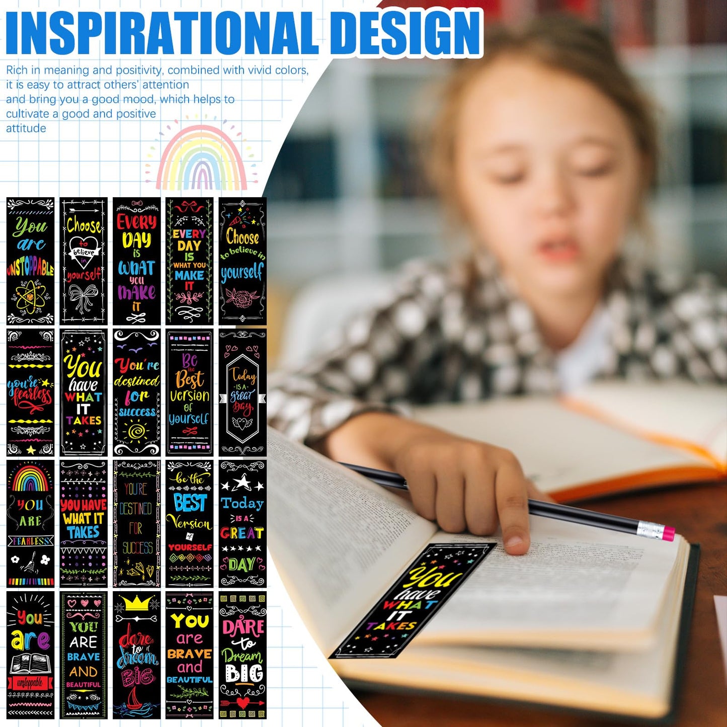 240 Pcs/120 Set Inspirational Pencil Bookmark Gift Motivational Bookmark Thermochromic Color Changing Pencil Back to School Supplies End of The Year Gift Student Reading Classroom Teacher Reward