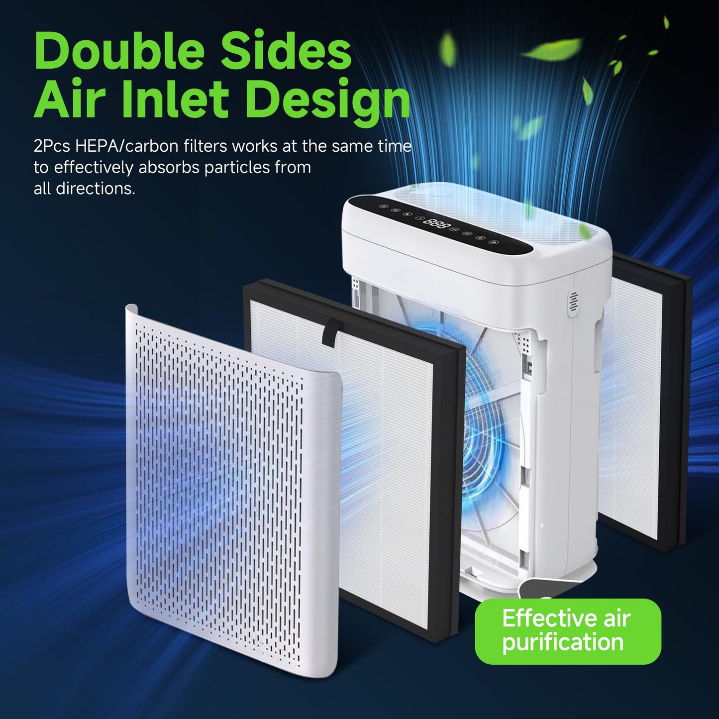 XBWW F1 Replacement Filters Compatible with AMEIFU F1 Double-Sided Air Cleaner Purifier, Premium Filter and Activated Carbon Filter MF-f1, MF F1, Part #‎F1F, 4 Pcs (Totally 2 Sets)