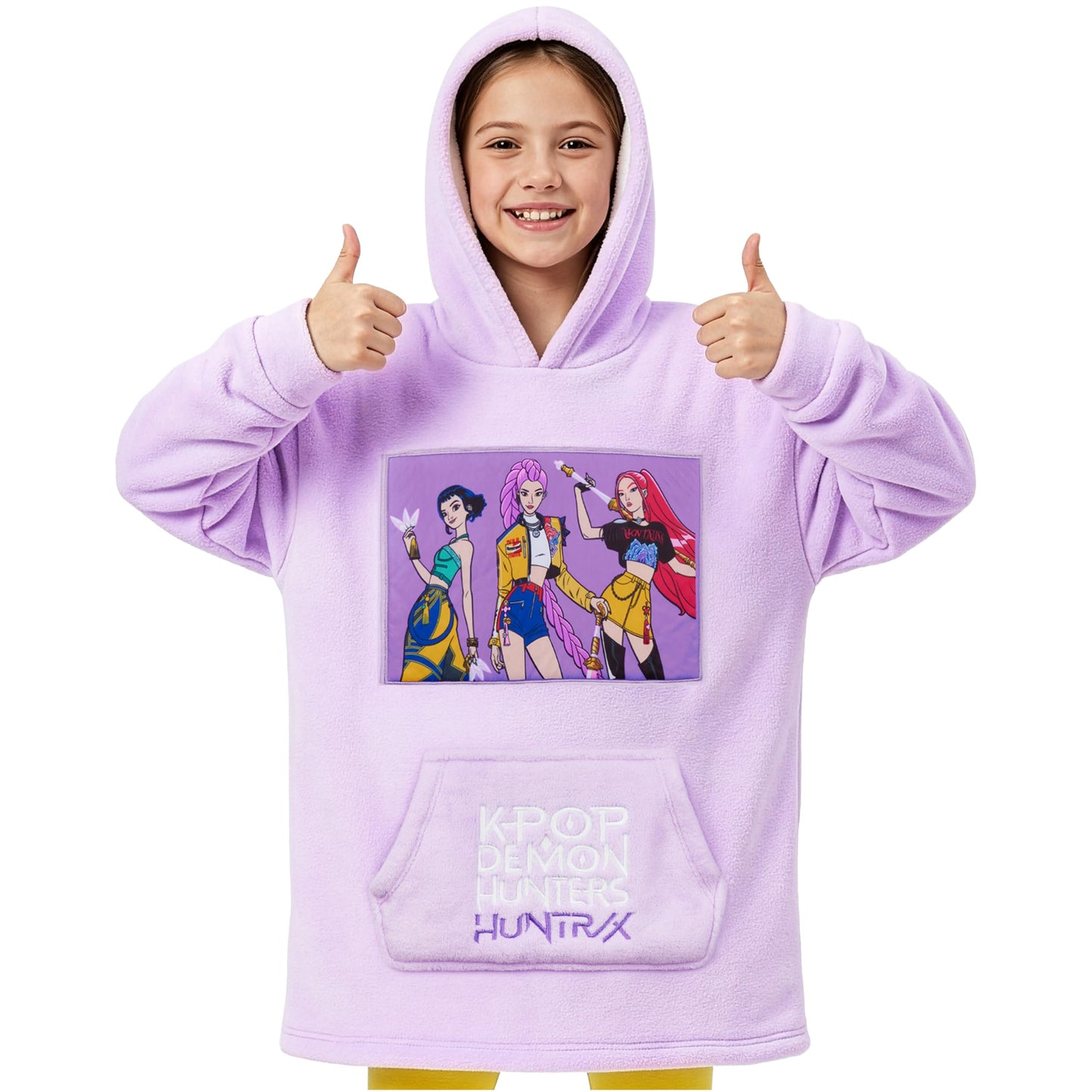 KPop Demon Hunters Huntrix Fleece Wearable Blanket Hoodie for Girls 6–14 Yrs Officially Licensed KPop Merch, Girls Gifts