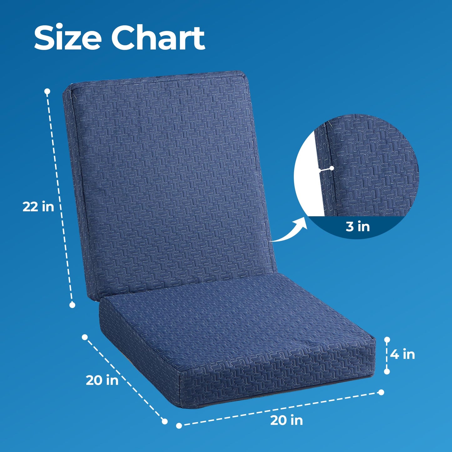 Ganondorf Extra Large Egg Crate Recliner Seat Cushion for Elderly Tufted Furry Booster Foam Cushion, Pressure Relief for Long Sitting Orthopedic Chair Cushion for Recliners Office Chairs, Navy