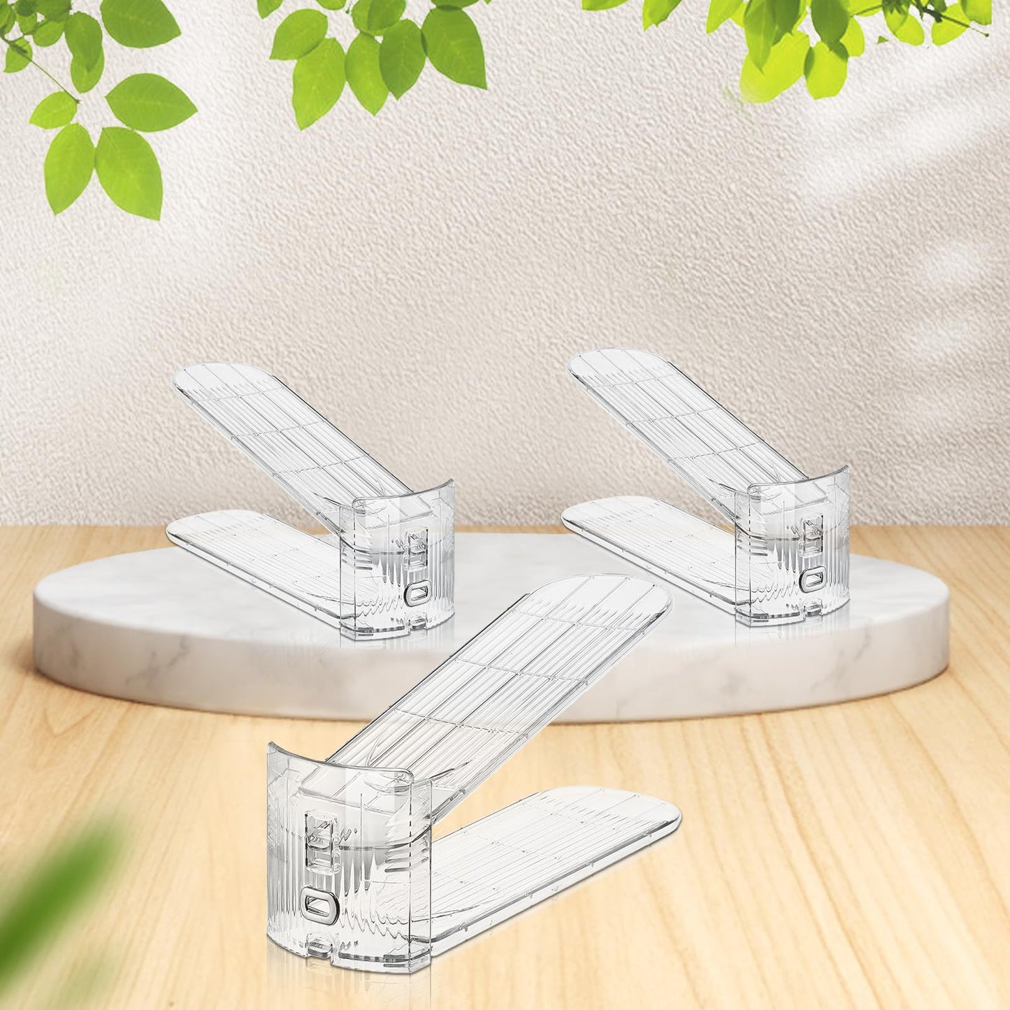 FENRUNXU Transparent Shoe Slots Organizer for Closet, 20 Pack Shoe Stacker Organizer for Closet Shoe Display Space Saver,Adjustable Shoe Rack Organizer Holder for High Heels,Sneakers(Transparent)