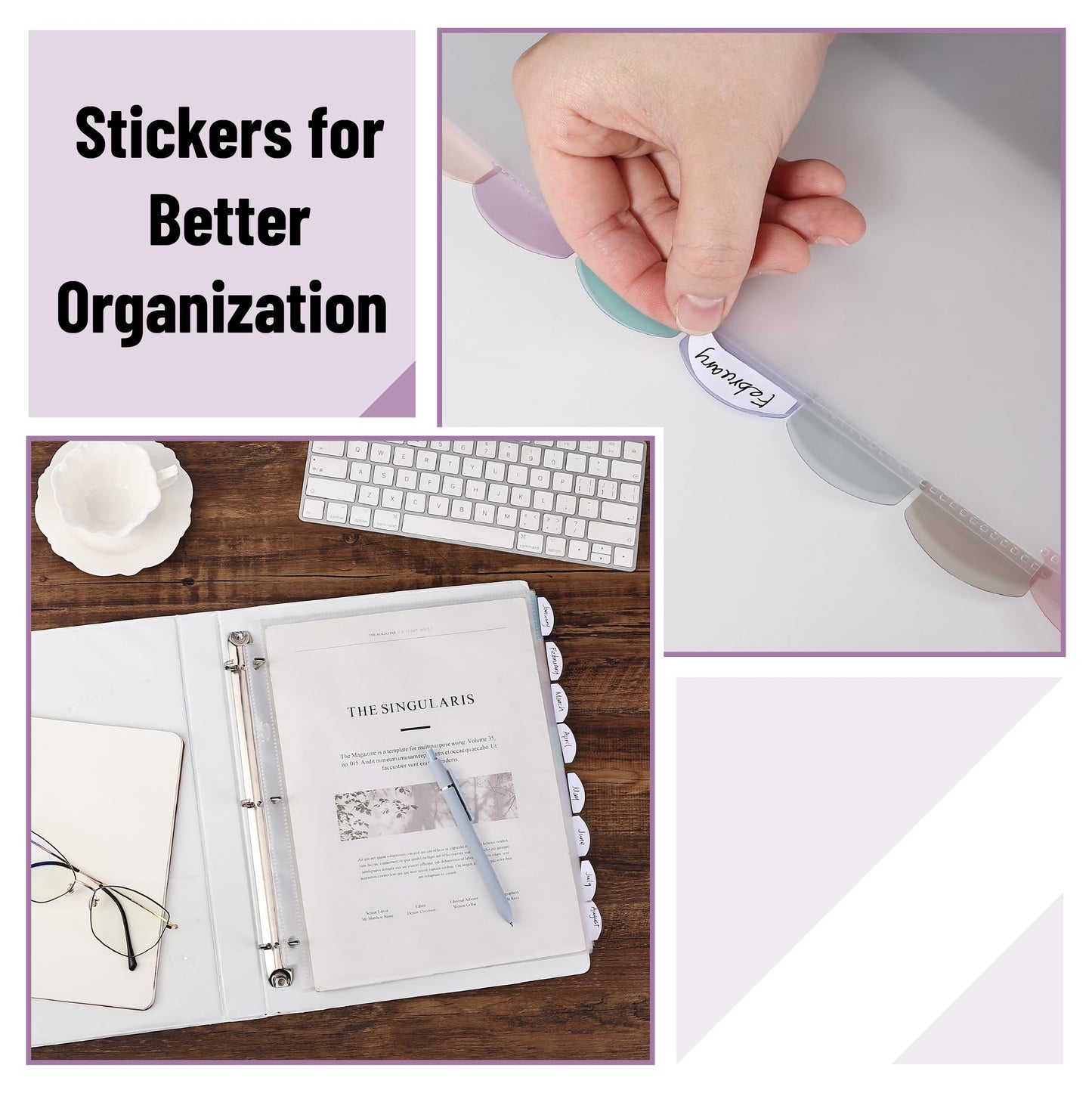 Mr. Pen- Clear Sheet Protectors with Tabs Bulk, 8.5x11 Inches, 8 Tabs, 32 Sets, Durable Clear Plastic Dividers for 3 Ring Binders, Insertable Index Page Divider with Multicolor Tabs