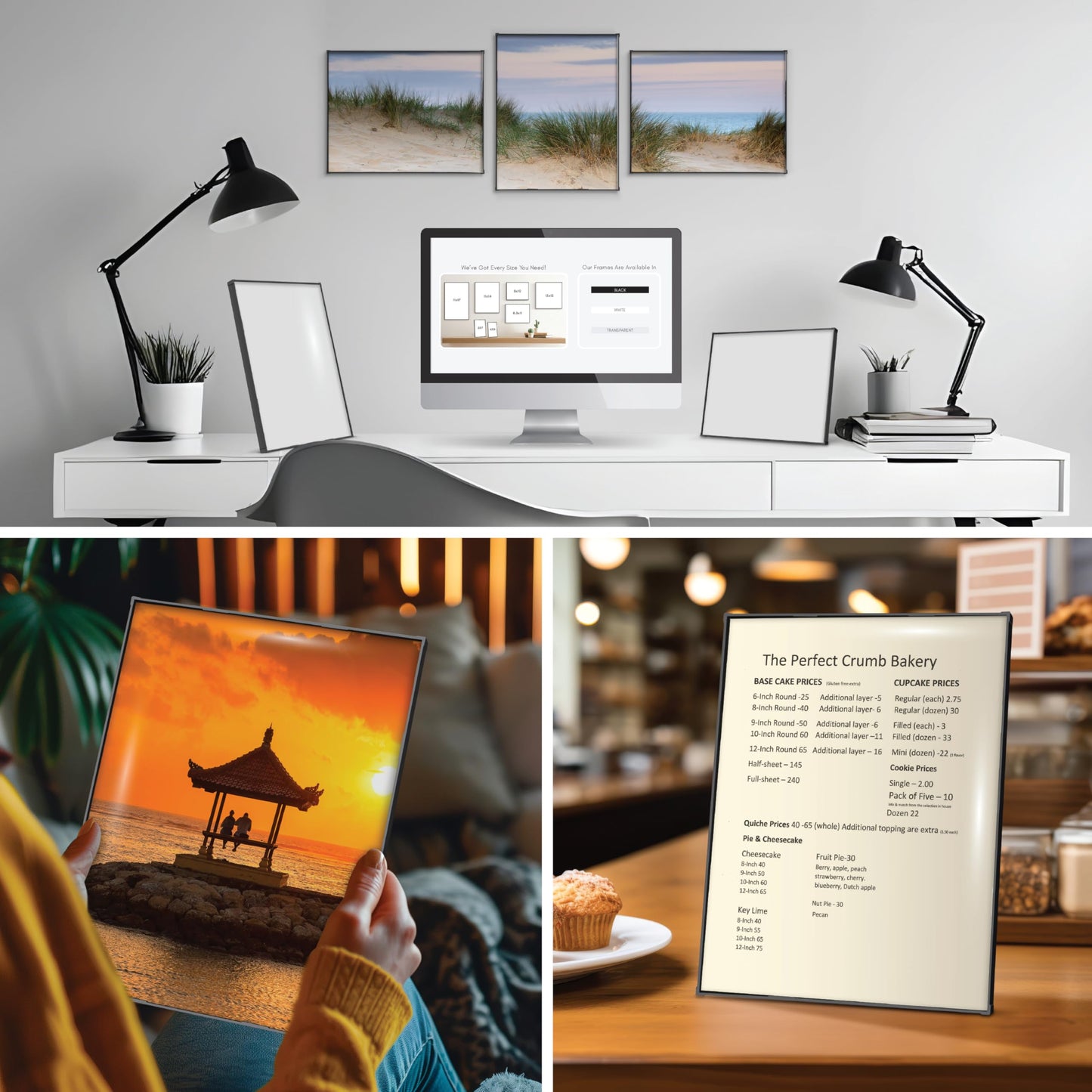 MANTELLO ESSENTIALS 8.5 by 11 picture frame 6 PACK 8.5 x 11 frame Front Loading picture frames 8.5 x 11 Pictures Documents Certificates Diplomas, And More