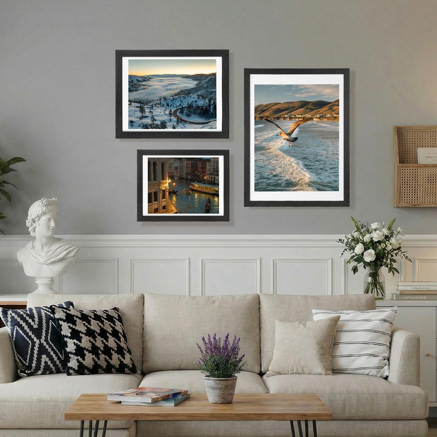 HOUSE DAY Poster Frames 18 x 24 MDF Wood and Polished Plexiglass 18x24 Frame without Mat or 16x20 with Mat, Horizontal or Vertical Wall Mounting 18 x 24 Poster Frame 18x24 Poster Frame Black Frames for Large Size Picture 3 Pack