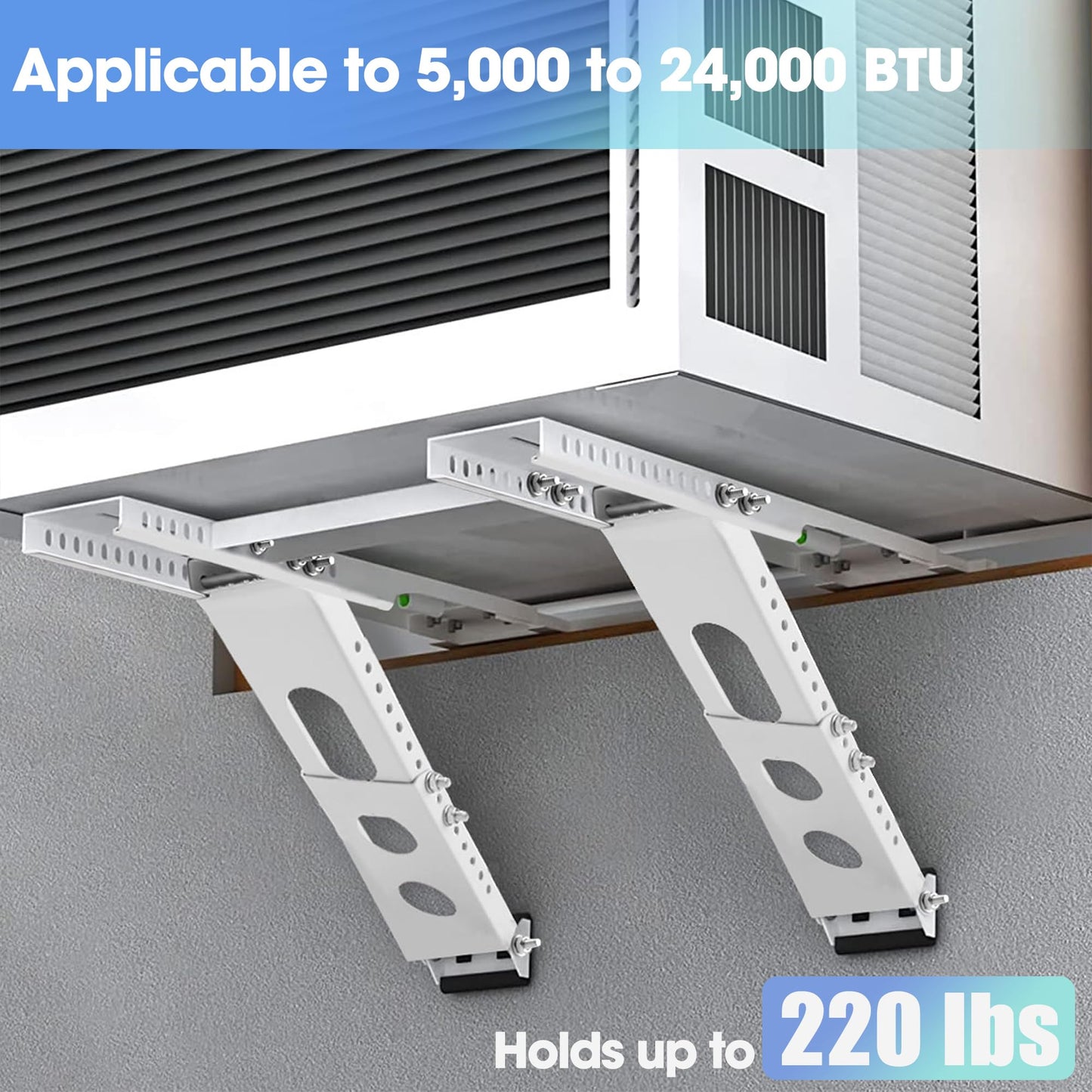 getlstub Air Conditioner Support Bracket, Adjustable Window AC Bracket, No Drilling, Heavy Steel Air Conditioner Stand Fit Most Single and Double-Hung Windows, Hold Up to 220lbs