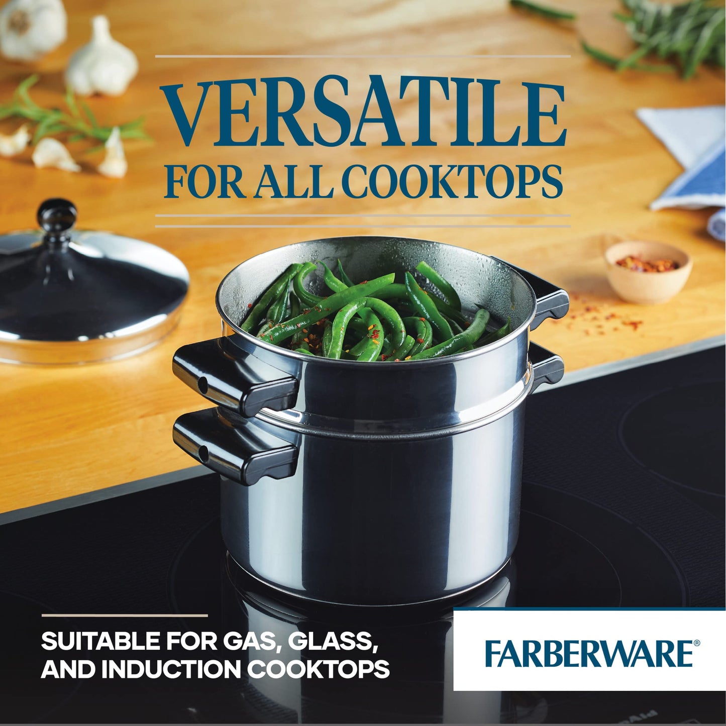 Farberware Classic Series Stainless Steel Stack 'n' Steam Sauce Pot and Steamer Set, Steamer Pot for Cooking, 3-Quart