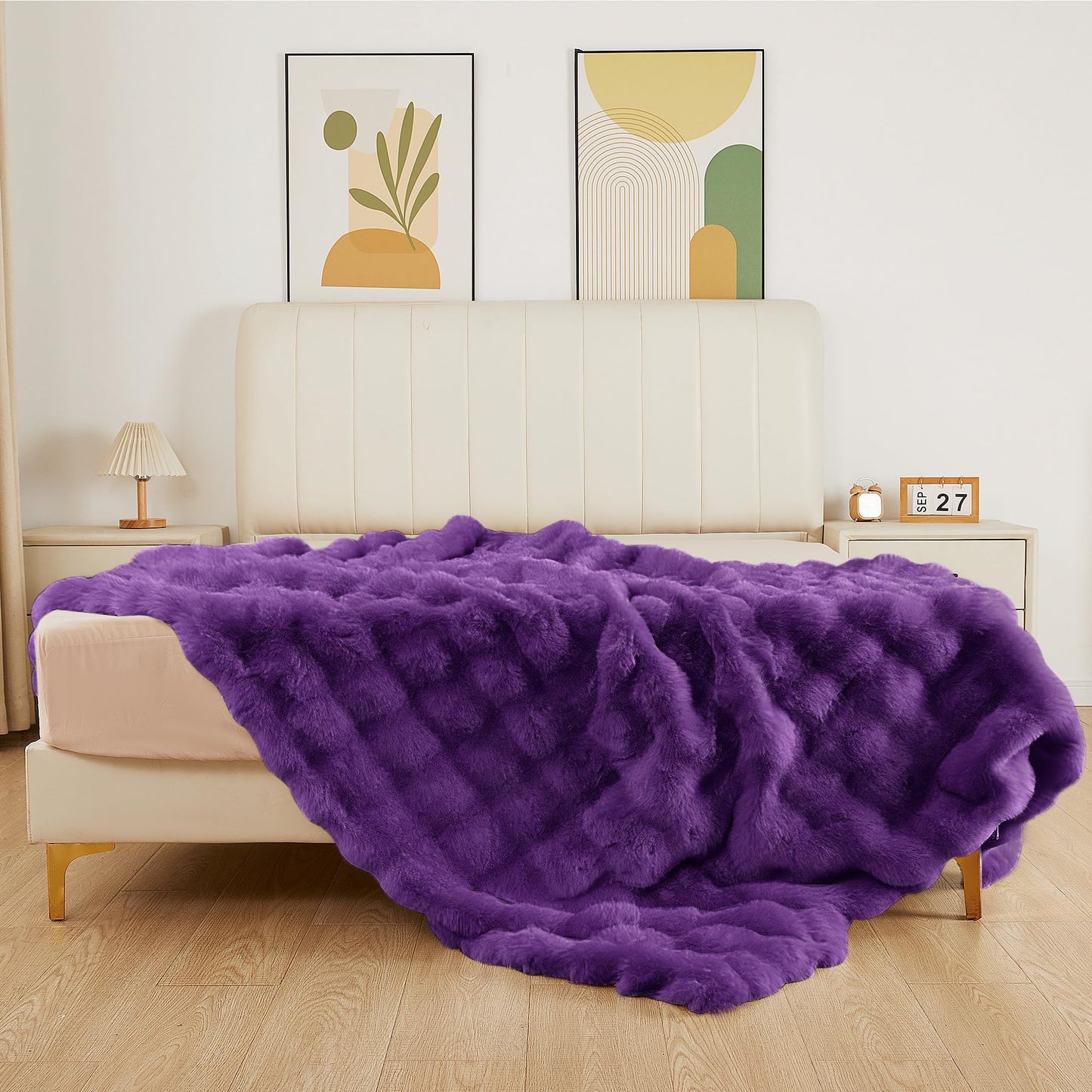 ORINOVA Purple Fluffy Soft Plush Faux Fur Throw Cozy Blanket for Couch Bed Fuzzy Blanket Living Room Women Gift Home Decor 50x60