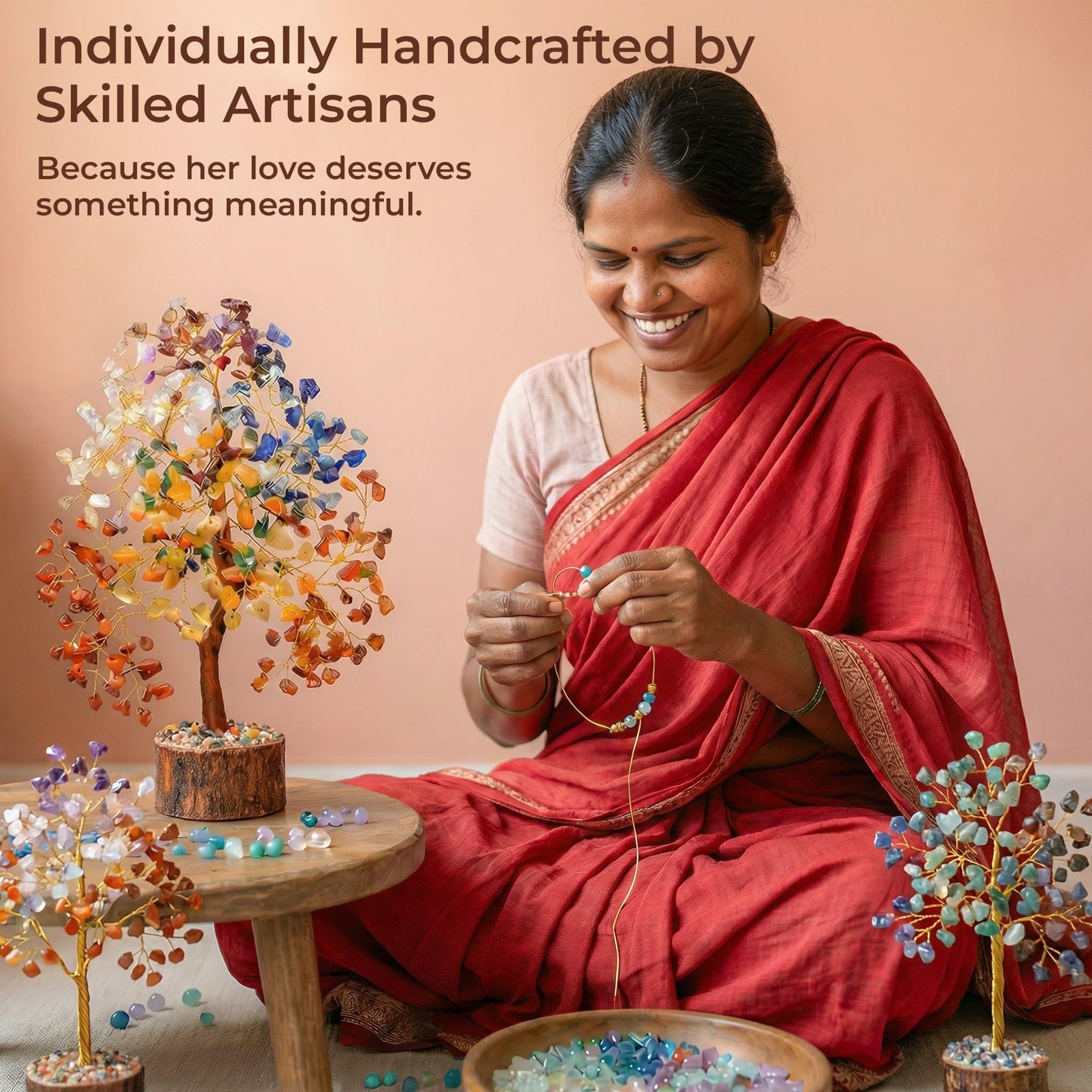 Chakra Tree of Life Birthday Gifts for Women, Mom, Sister, Friends, Handmade Healing Crystal Tree Bring Money, Positivity & Good Luck, Boho Home, Room and Office Desk Decor, Unique Graduation Gift