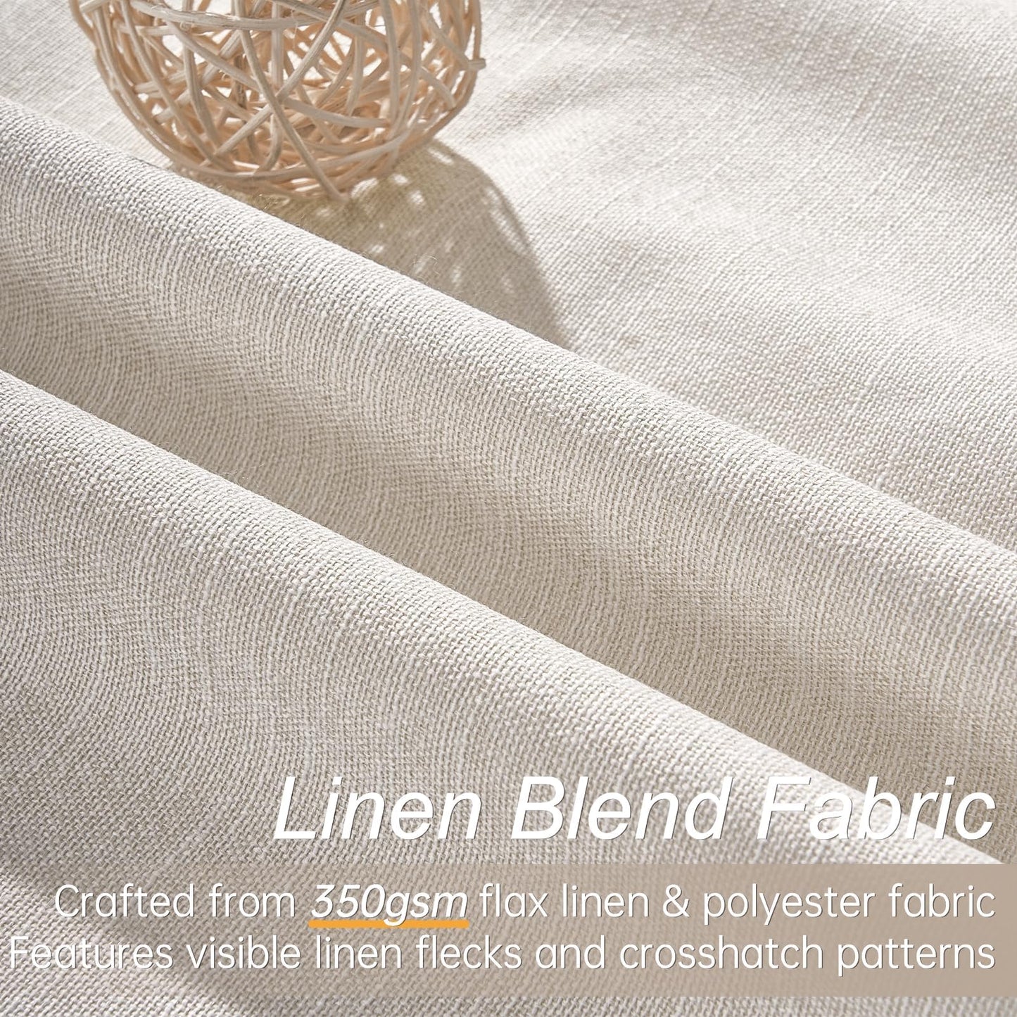 Topfinel Cream Linen Blackout Curtains 84 Inch Long for Bedroom Living Room, Ivory Pinch Pleat Back Tab Full Blackout Drapes Farmhouse Boho Curtains for Window, White Neutral Curtains 52" X 84" 7 FT