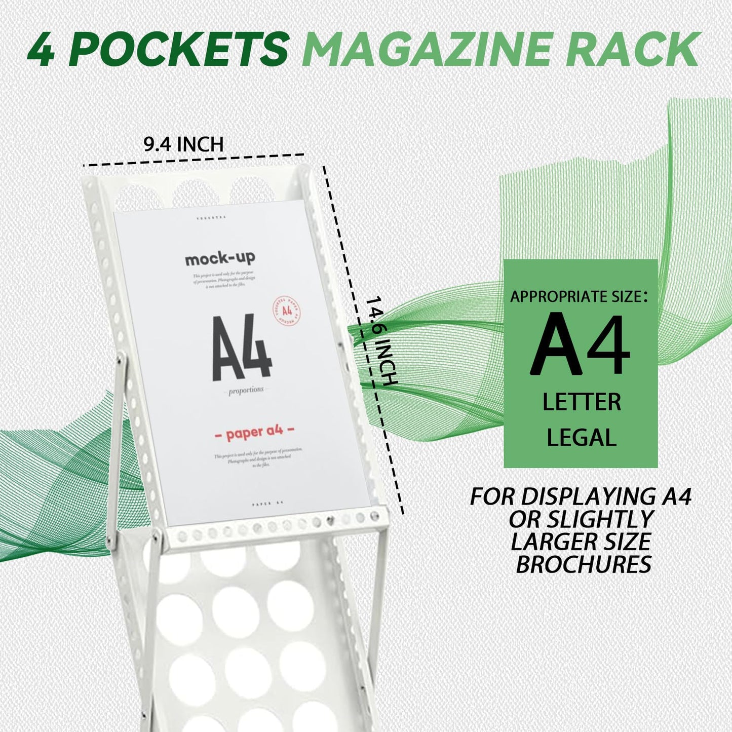 Estleys Trade Show Literature Stand Display Rack, Magazine Brochure Catalog Display Stand, Magazine Floor-Standing with Portable Oxford Bag for Office Store Exhibition Trade Show (White)