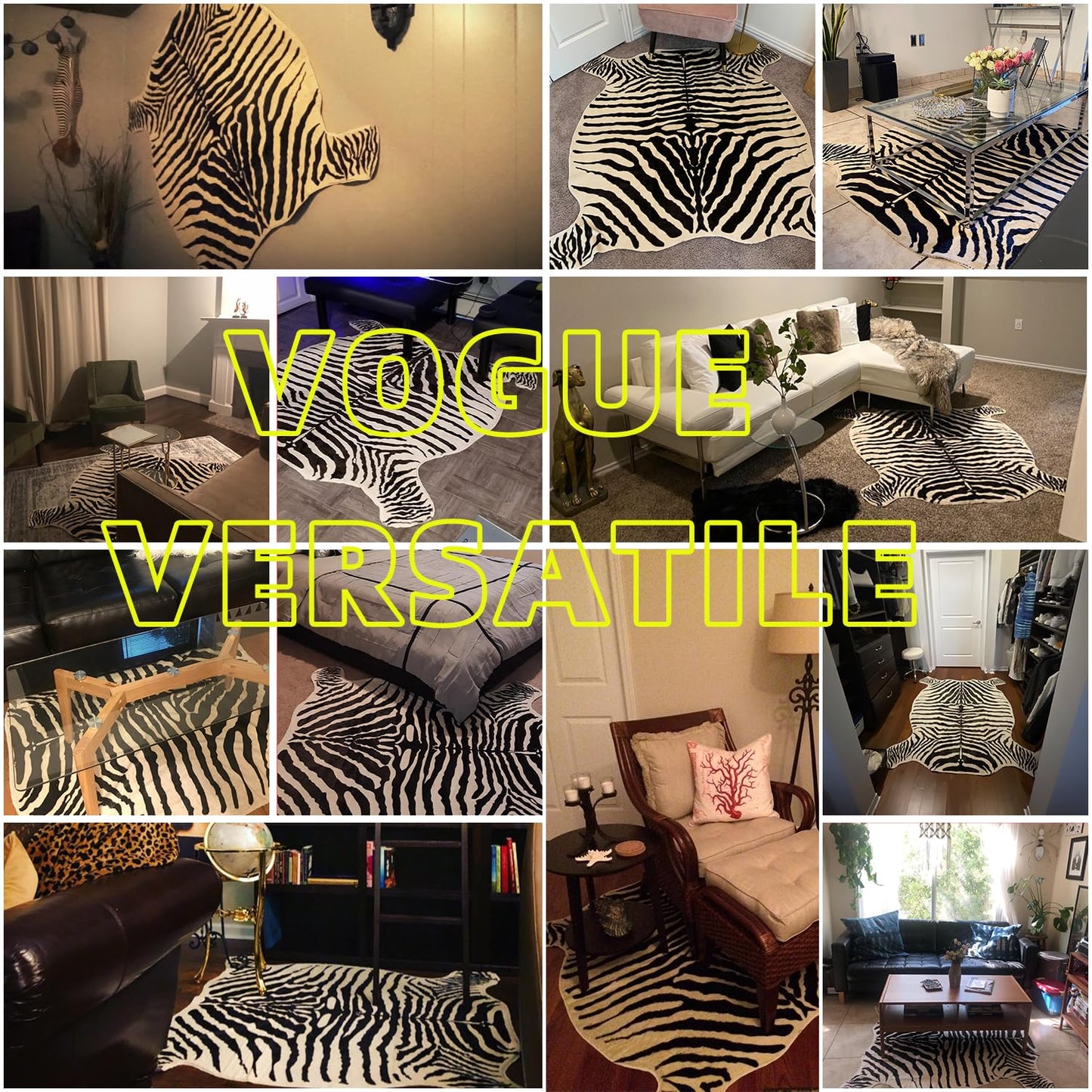 townssilk Area Rug Faux Zebra Print Rug 4.3x4.7 Feet Rug/Mat/Carpets for Home