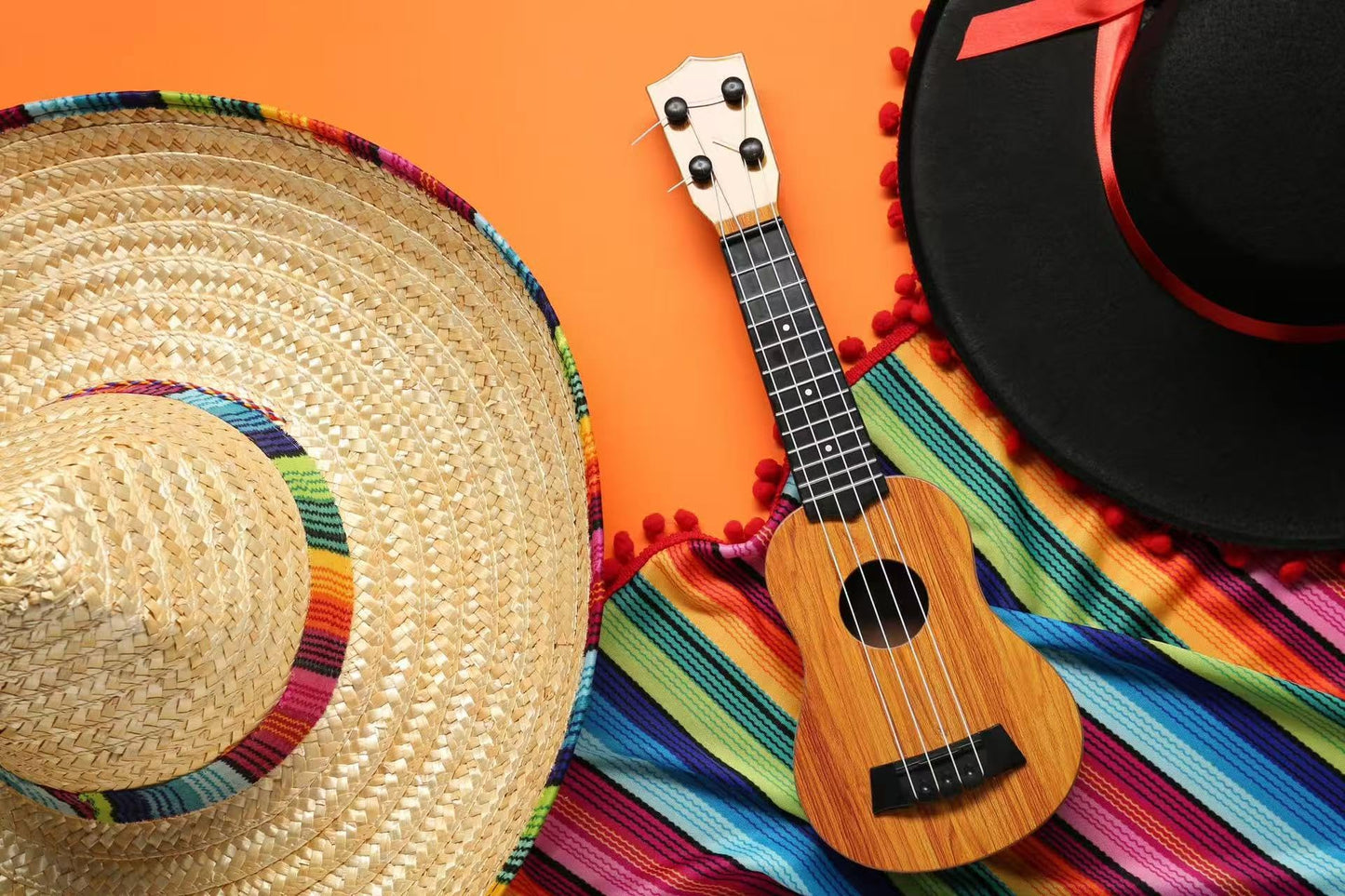 GiftExpress Straw Sombrero Hat 19" Wide, Adult Unisex Mexican-Style Fiesta Hat with Serape Band & Adjustable Chin Strap for Cinco de Mayo, Halloween & Party Costumes