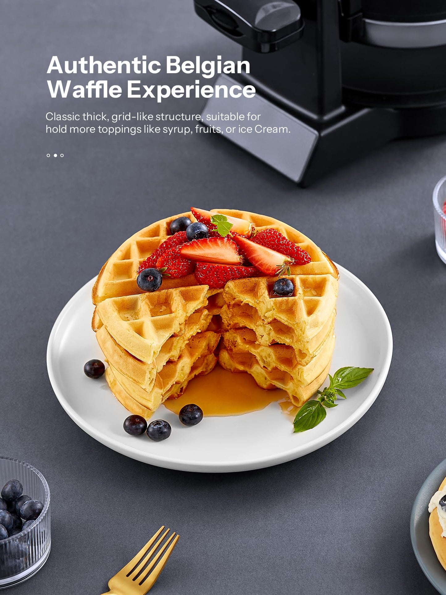 Yabano Belgian Waffle Maker - Professional Rotating Waffle Iron with Double Flip Technology, Nonstick Plates, Removable Drip Tray & Cool-Touch Handles