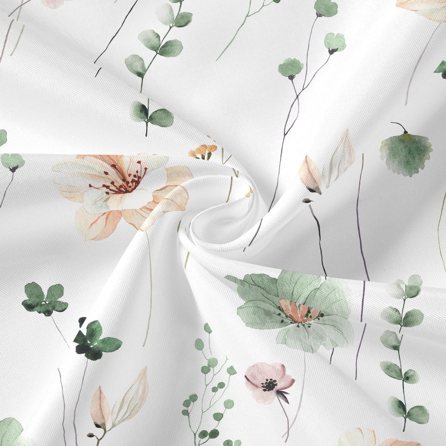 Gibelle 3 in 1 Shower Curtain Set, Sage Green Watercolor Floral Bath Curtain and PEVA Liner Set with 12 Double Sided Steel Hooks, Waterproof Fabric Bathroom Curtain 72x72