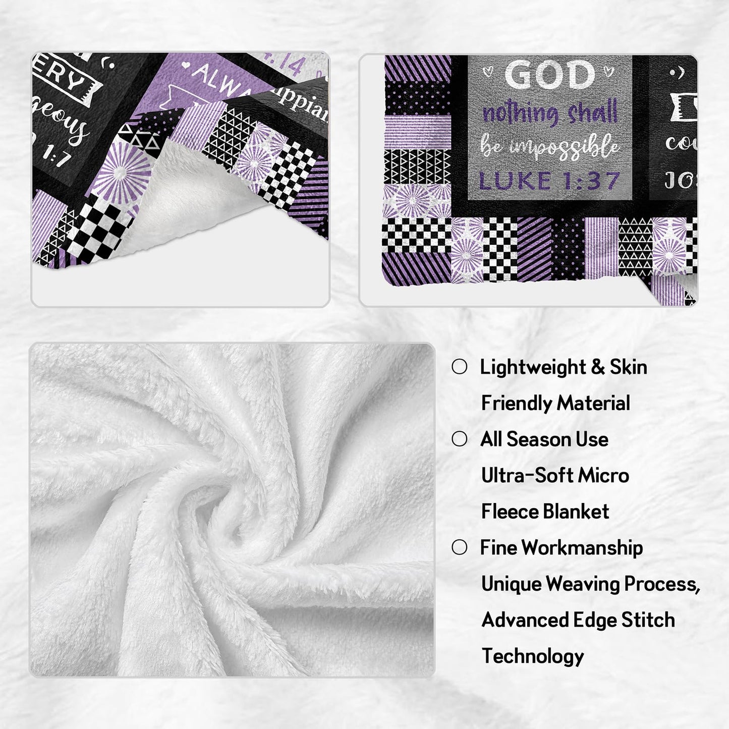 CUJUYO Christian Gifts for Women Blanket 60"x50" - Inspirational Religious Birthday Gifts - Baptism Confirmation Gifts for Girls - Catholic Spiritual Gifts for Women - Bible Verse Christian Blankets