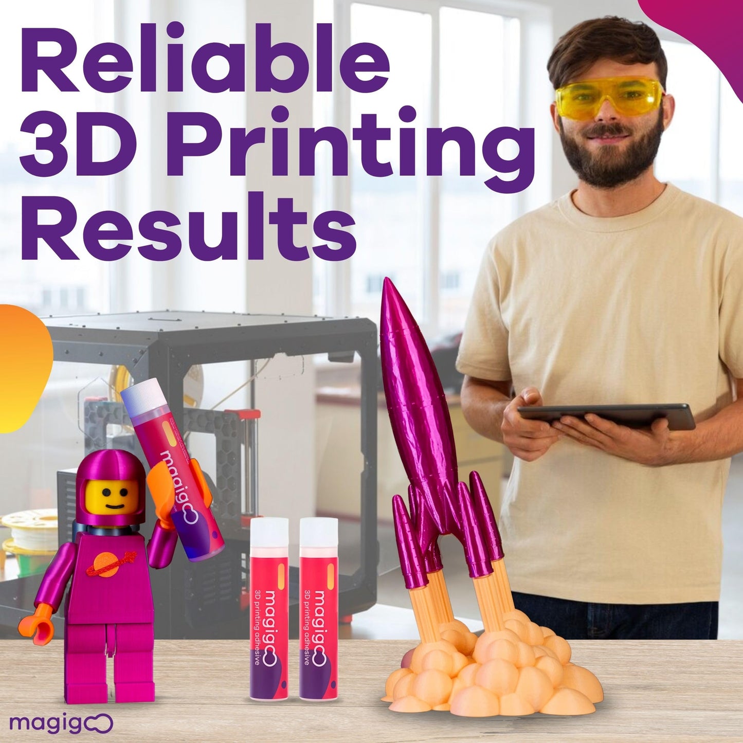 Magigoo, MO2018 3D Printer Adhesive Glue – Reduces Warping for ABS, PLA, PETG, HIPS, ASA, and TPU Filaments – Flex Plate, Glass, PEI, Buildtak, and Kapton Compatible - All-in-One Solution (4 fl. oz)