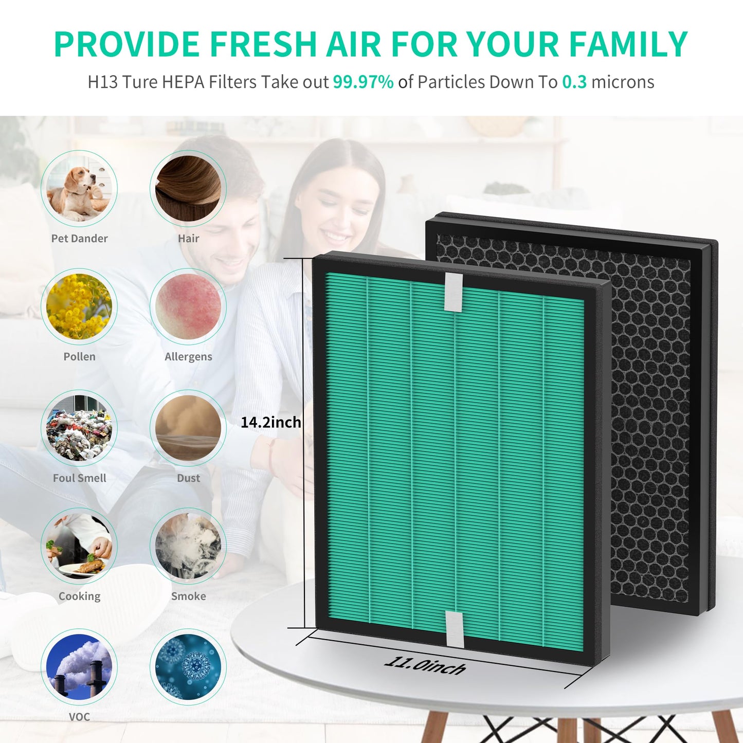 2 Pack Upgraded Airmega 150 Filter Replacement Compatible with Coway Airmega 150 (AP-1019C) & Airmega 160 Air Purifiers, True HEPA and Enhanced Activated Carbon Filter, AP-1019C-FP (Enhanced 150)