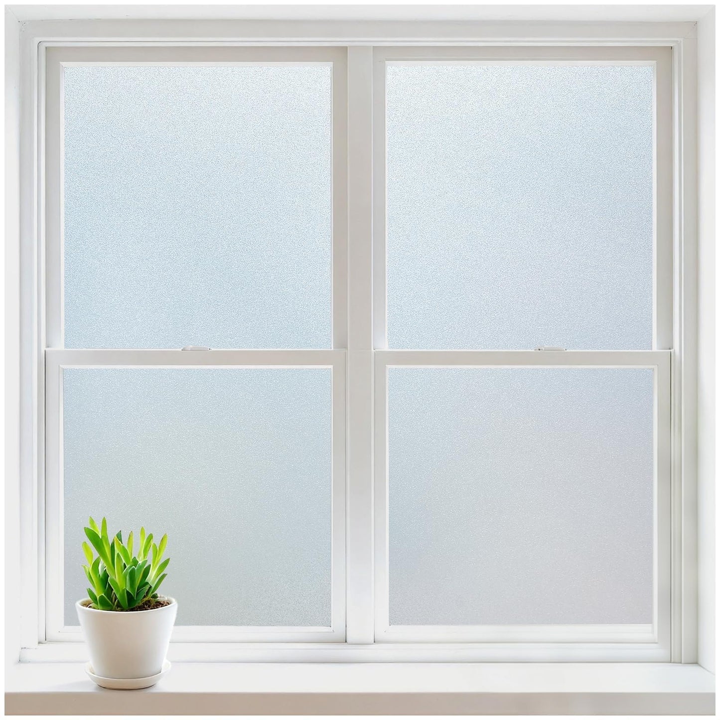rabbitgoo Window Privacy Film, Frosted Glass Window Clings, Static Cling UV Heat Blocking Door Stickers for Home Bathroom, Removable Indoor Decal Coverings Day and Night, Pure, 23.6 x 157.4 Inches