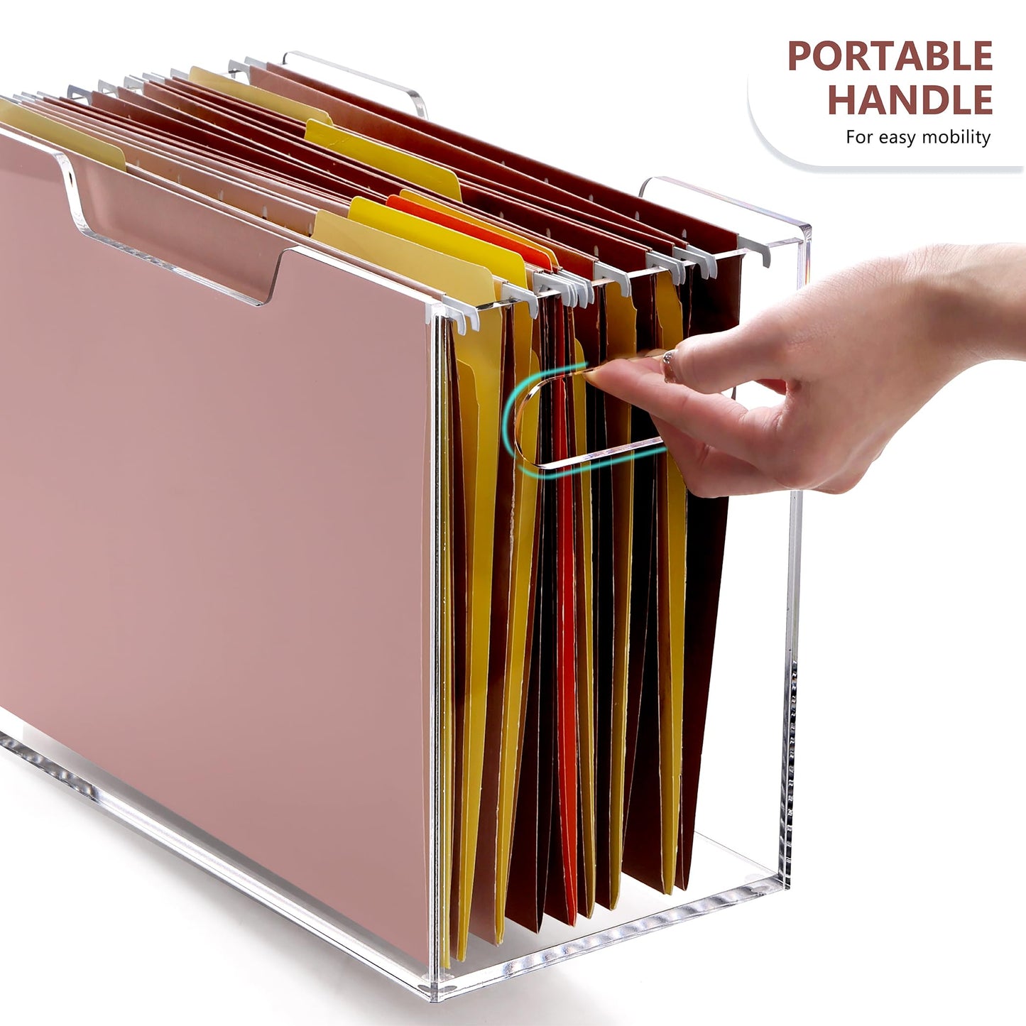 Tfirhuoe Acrylic Hanging File Organizer, Letter Size Clear Magazine Rack Folders Holder, Large Capacity Storage Box for Desk Office School, No Assembly Required