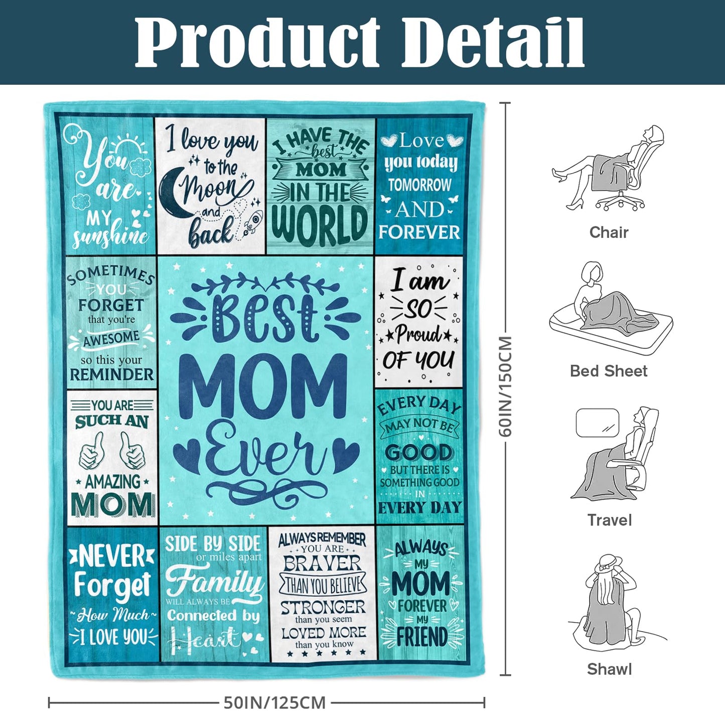 Birthday Gifts for Mom from Daughters Son - Christmas Mothers Day Birthday Gifts for Moms - Best Mom Ever Blankets - Unique Mother Birthday Present Ideas - to My Amazing Moms Blanket 50"X60"