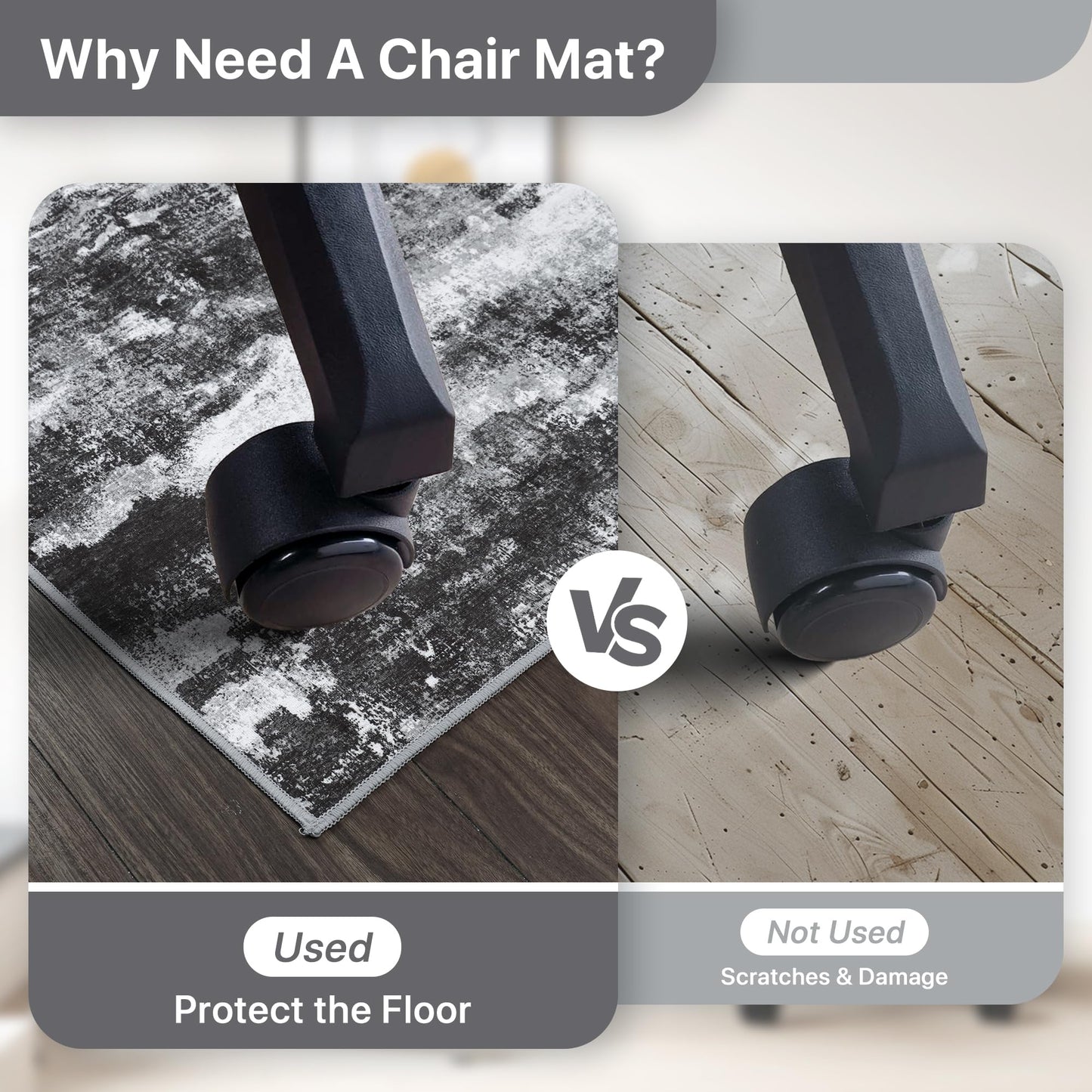 Office Chair Mat for Hardwood Tile Floor, Abstract 36"X 48" Desk Mats for Office Chair on Rolling Chairs Carpet, Desk Anti-Slip 1/5" Thick Rug for Computer Chair, Thin Low-Pile Floor Mat, Dark