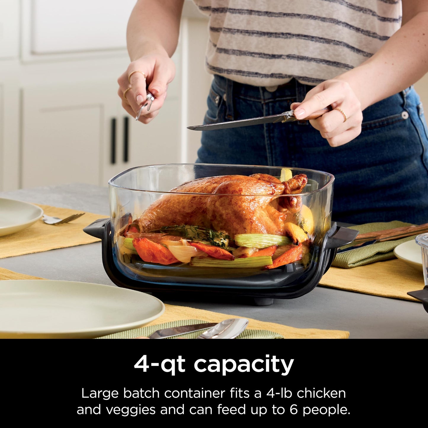Ninja 4-QT CleanCrisp™ Glassware Container with Storage lid, Compatible with Ninja Crispi FN101 & AS101 Series, Microwave, Freezer & Dishwasher Safe, PFAS & PTFE Free Glass, XSKSFN4QT