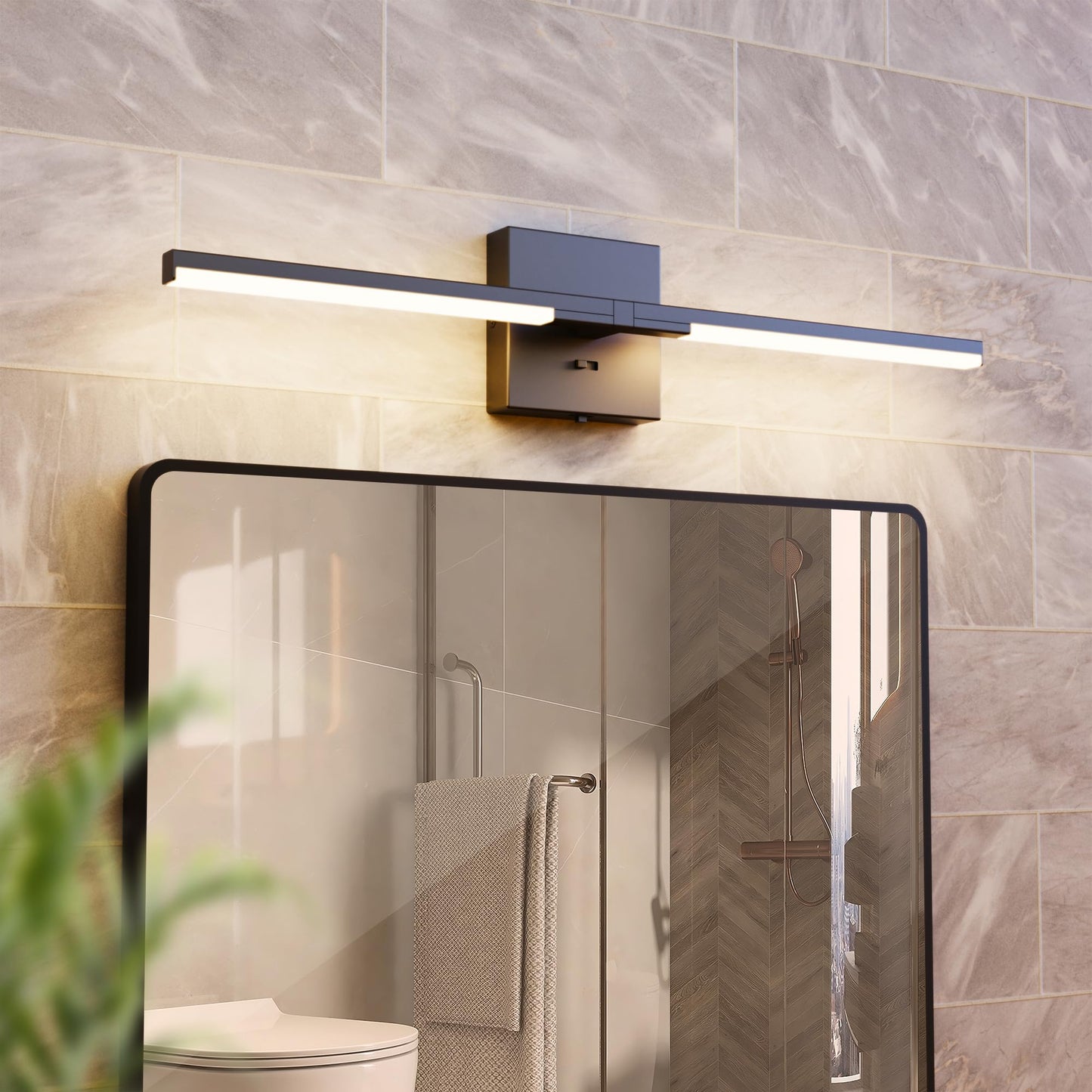 Veriligt Vanity Lights 24 inch, 4-Level Brightness Built-in Dimmer, 14W Dimmable 5CCT Bathroom Light Fixtures Over Mirror, Black Vanity Lights for Bathroom Mirror Cabinets Bedroom-FCC & ETL Certified