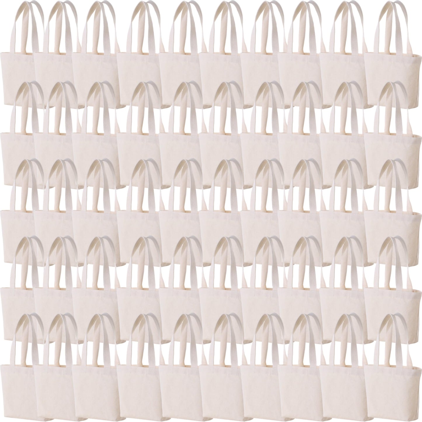 10×8×3 Inch - Small Canvas Tote Bags for Kids Mini Gift Bulk for Painting DIY Arts & Crafts Thick Fabric Bland Bags (50, Beige)