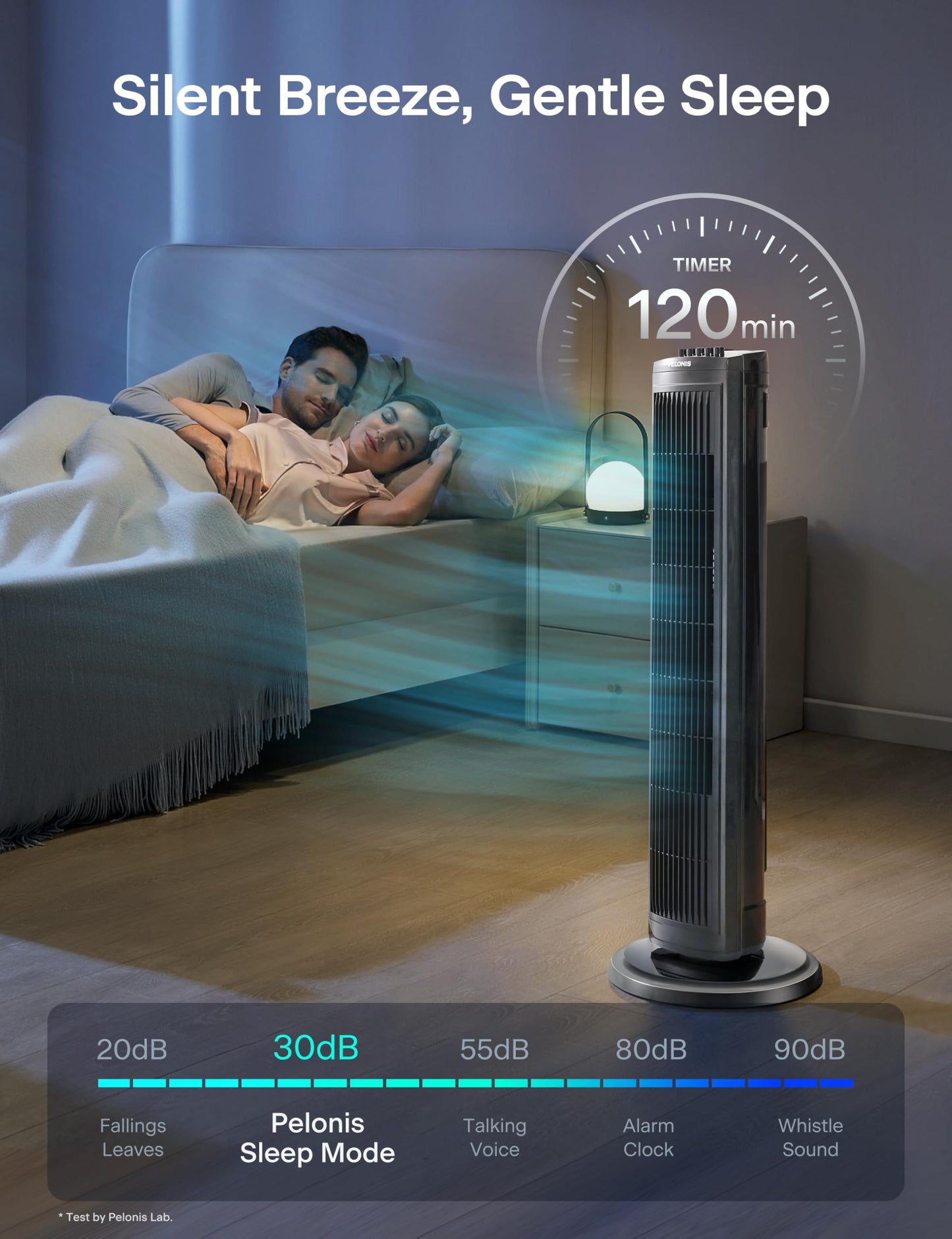 PELONIS 30 Inch Tower Fan for Bedroom, Quiet Oscillating Standing Fan with 3 Speeds, Portable Cooling Fan for Home Office Dorm Room, Auto-off Timer, Black, PFT28A2BBB