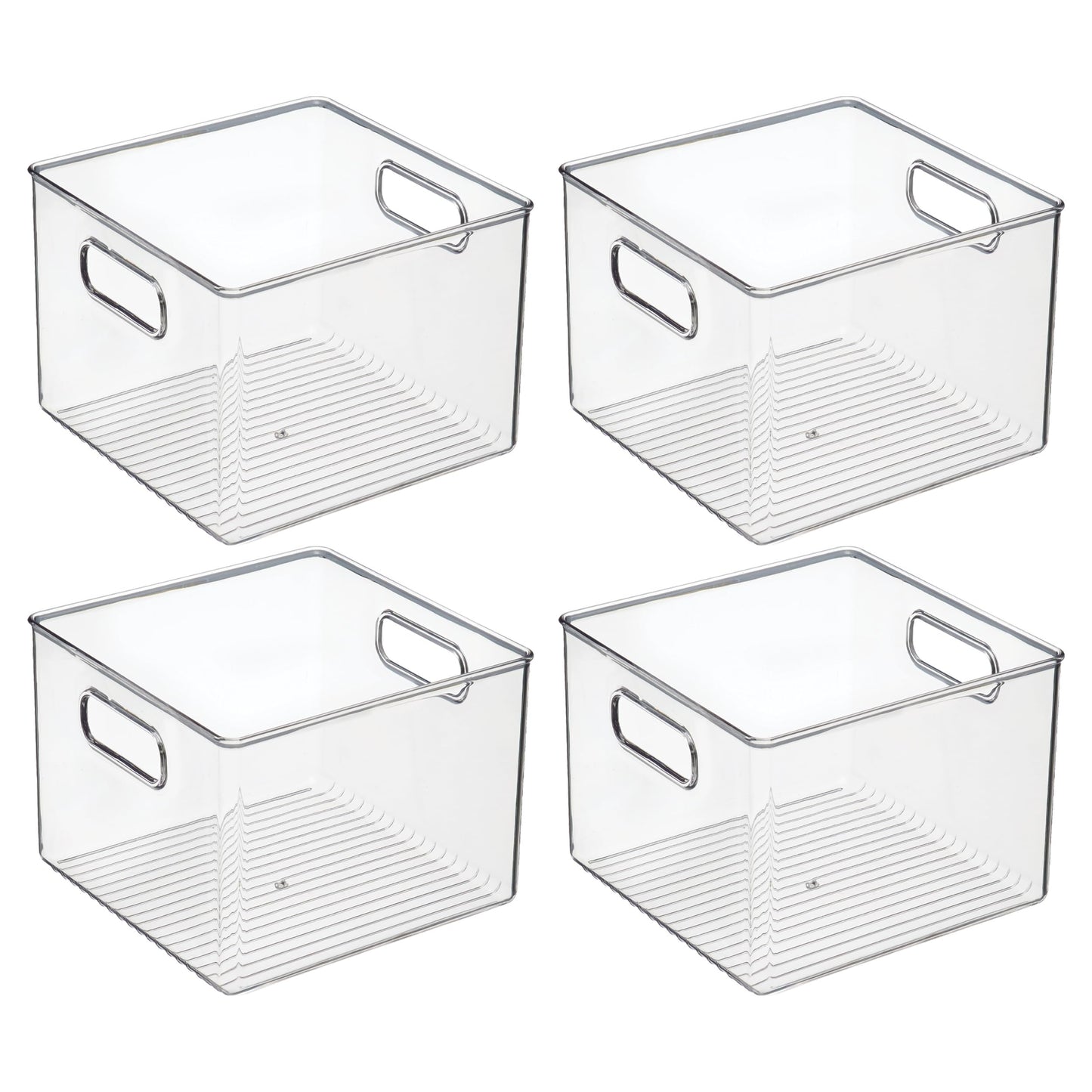 iDesign Clear Plastic Storage Bins for Kitchen - Pantry and Fridge Storage for Cabinets and Shelves, 4-Pack
