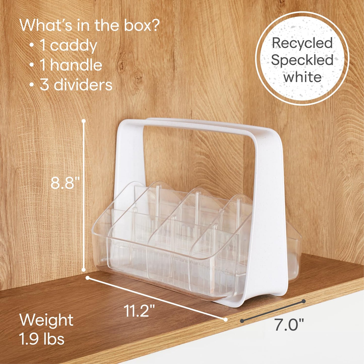 YouCopia SipStation Hydration Caddy, Hydration Packet Storage, Adjustable Electrolyte Powder Organizer, Speckled White