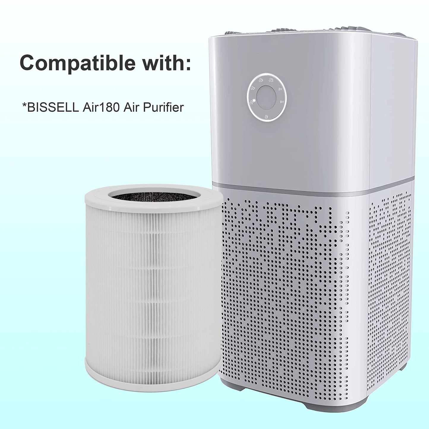 Lhari Air180 Replacement Filter, Compatible with BISSELL Air180 and Air180 MAX Air Purifier, 3-in-1 True HEPA Filter Compare to Bissell 3502 Filter, 2-Pack