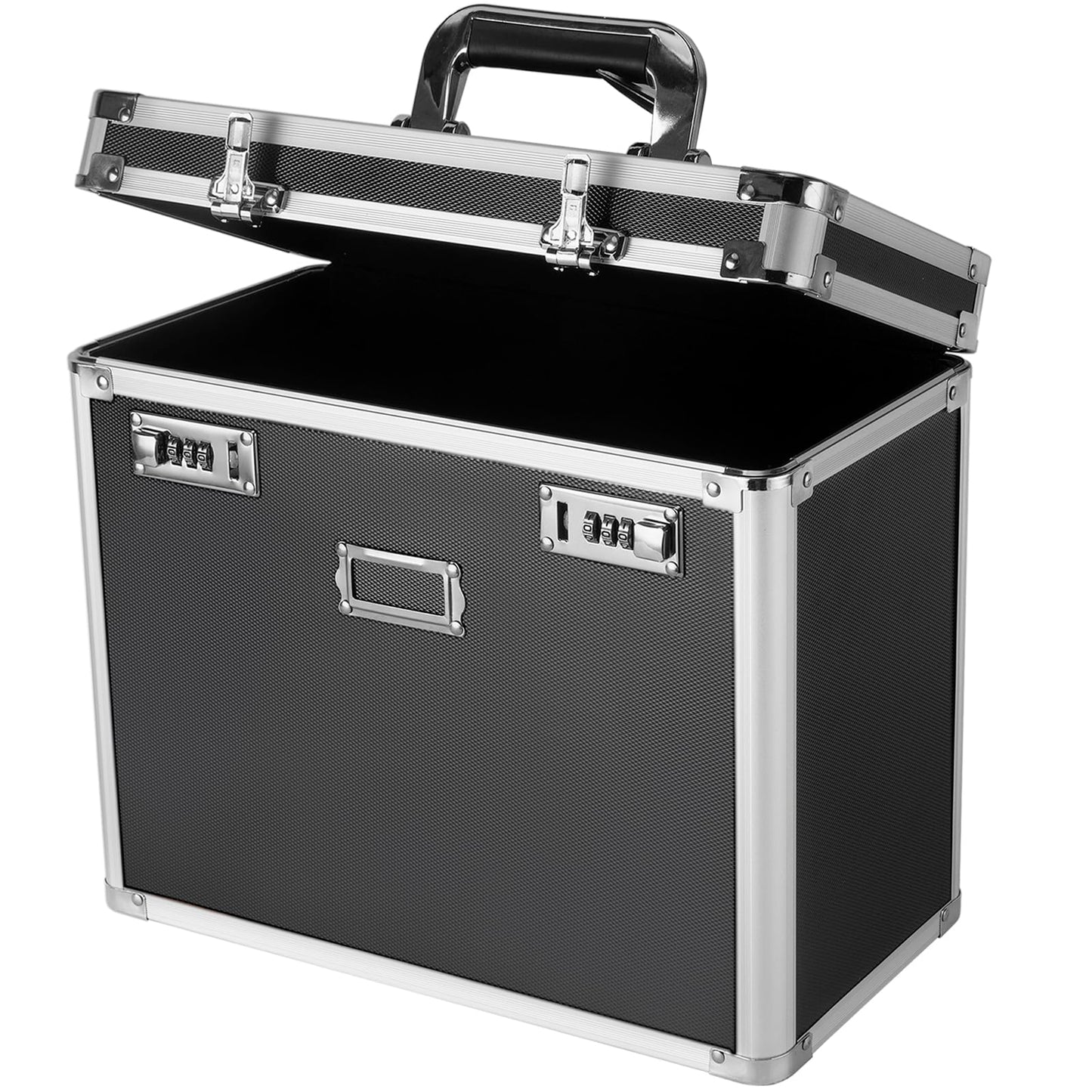 File Organizer Storage Box, Portable Locking Storage Totes - Storage Box with Dual Combination Locks for Filing Office Documents (Black)
