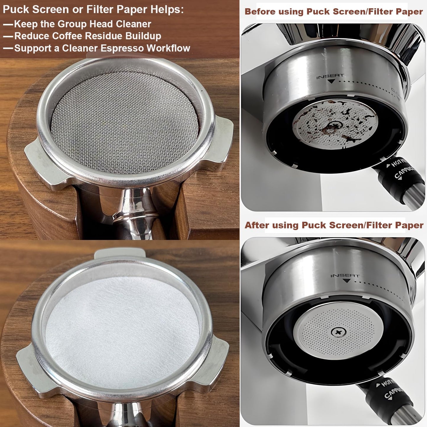 PELYN 51mm Bottomless Portafilter 2 Ears Fits DeLonghi Stilosa EC155/EC260, BCO430, ECP3120/3220/3420/3630, 5Pcs Espresso Portafilter Kit with WDT Tool, Puck Screen, Filter Papers & Coffee Scoop