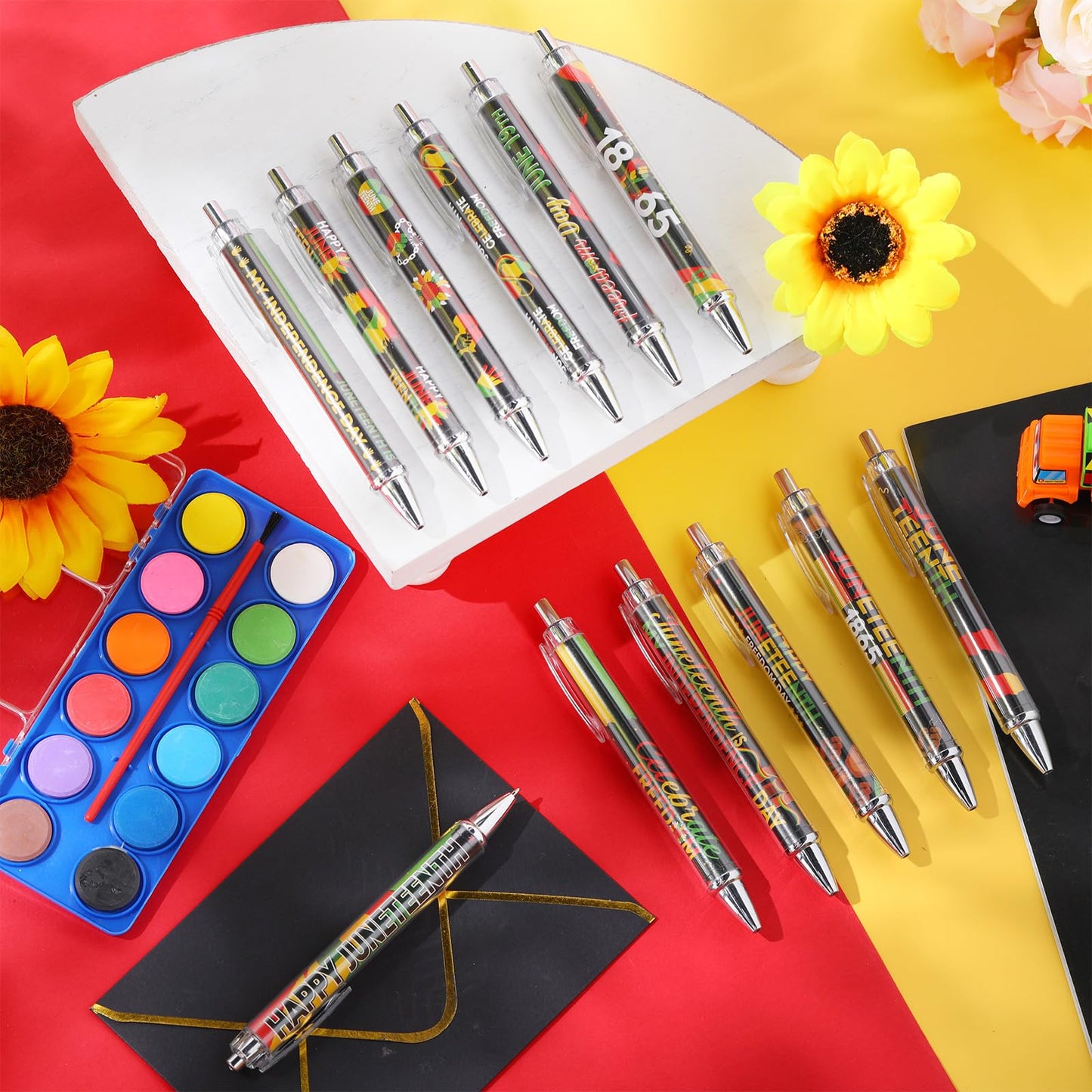 Cholemy 96 Pcs Juneteenth Pens Bulk Retractable Ballpoint Pens Black Ink Party Favors Freedom Day Gift Bag Stuffers Goodie Bag Fillers for Juneteenth Party Celebration June 19th Supplies