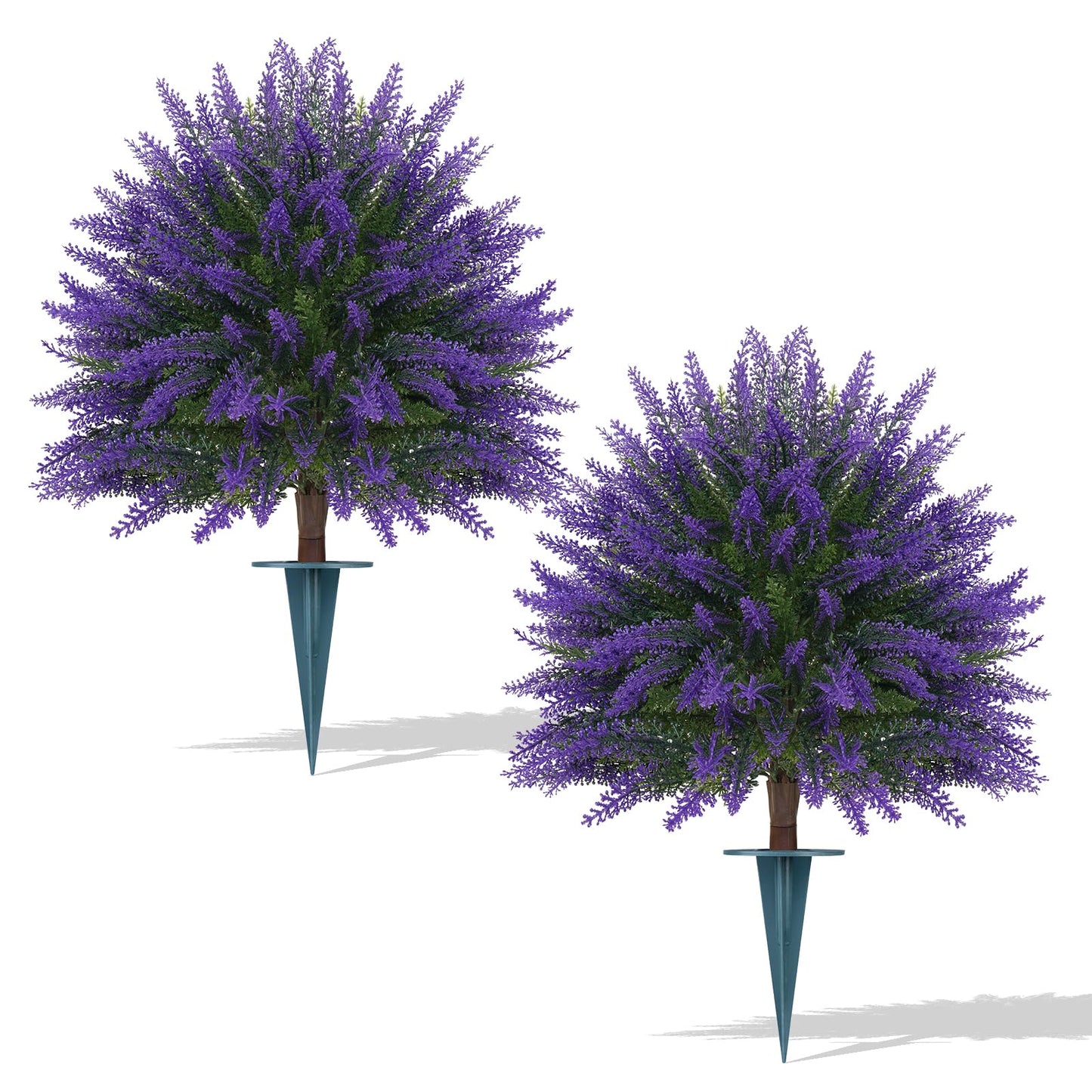 EverNature Artificial Topiary Ball Trees,16'' UV Resistant Fake Evergreen Shrubs Bushes Plants with Ground Spike 2 Set of Fake Plants for Outdoor Indoor Front Porch Garden