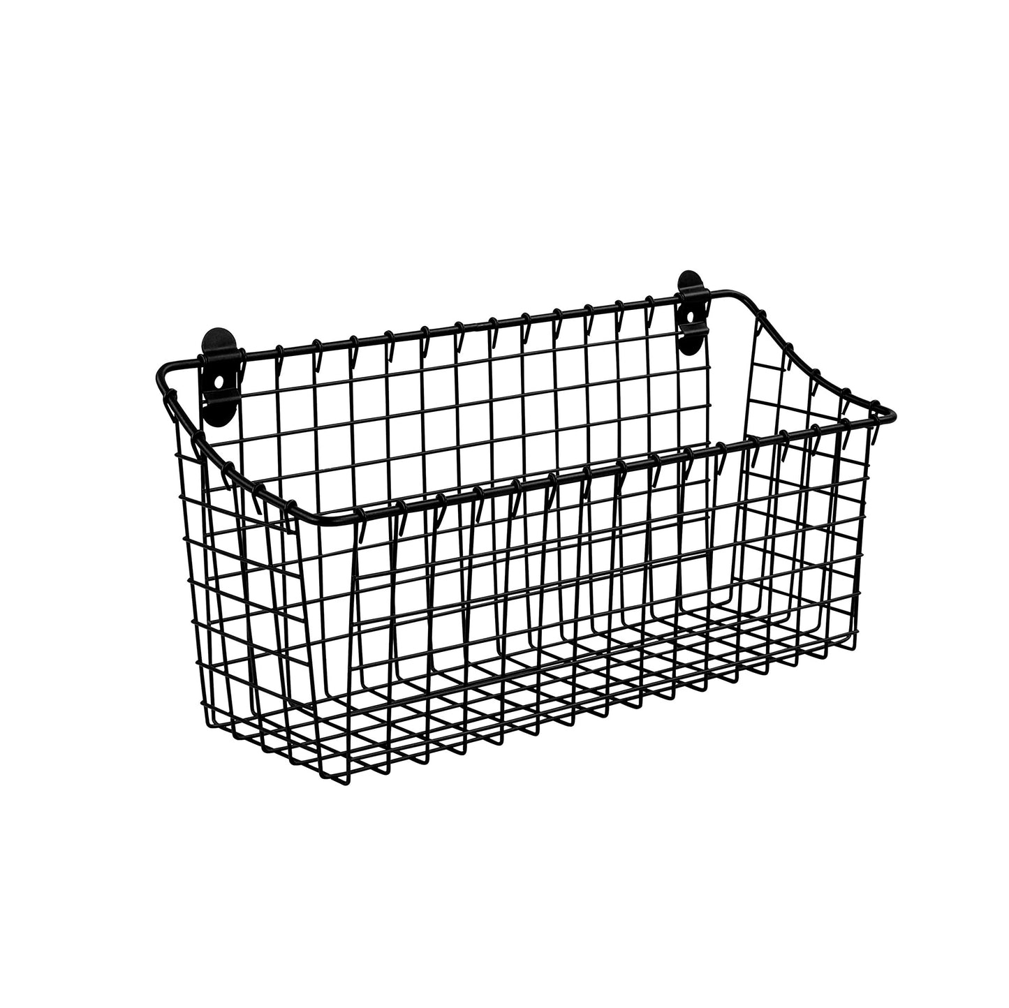 Spectrum Large Wire Wall Mount Storage Basket Matte Black, Wall Mount Storage Basket Organizer for Kitchen Bathroom Pantry, Versatile Wire Caddy Organizer