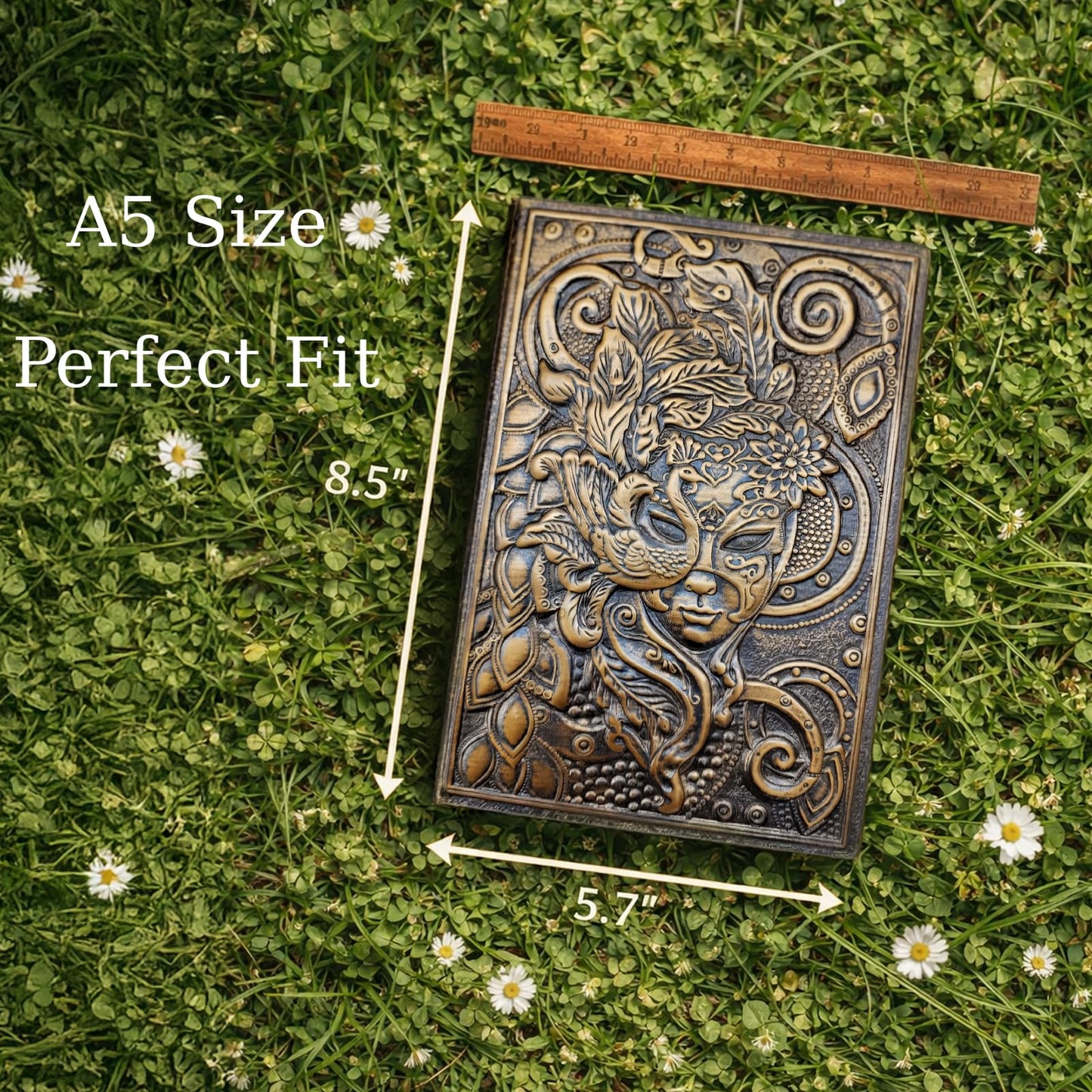 A&V NOVA Gift Journal for Women – Vintage 3D Embossed Goddess Journal, PU Leather Hardcover Notebook, Premium Lined Pages, Elegant Gift Box with Ribbons, Create Your World Writing Journal, 200 Pages