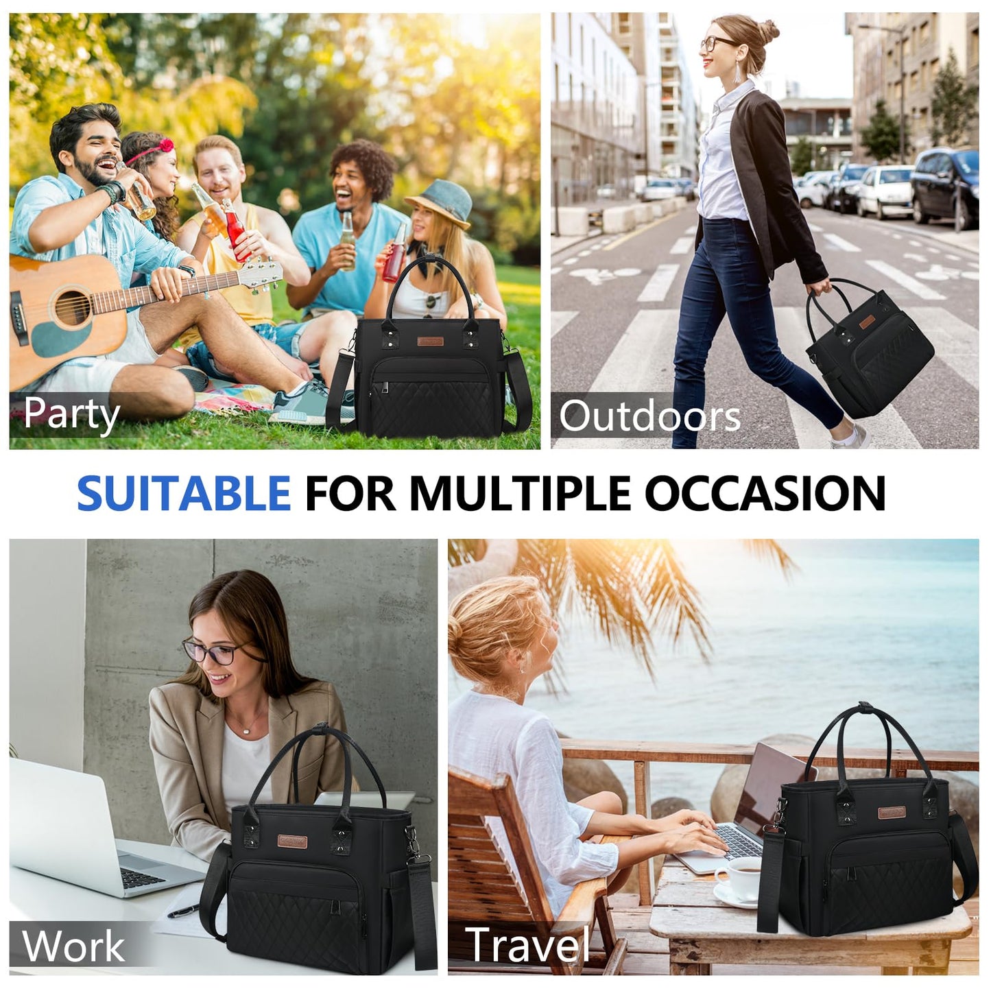 MIYCOO Lunch Bag Lunch Box Women - Leakproof Insulated Lunch Cooler Bag for Men Women - Large Lunch Tote Bags Adults, Black