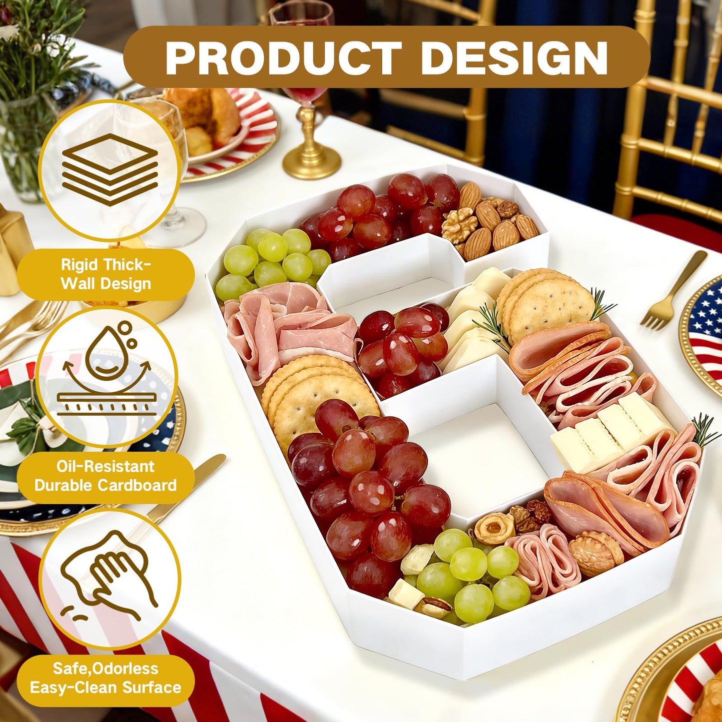 2026 Graduation Decorations 2026 Cardboard Numbers Charcuterie Board Box 10" Fillable Paper Tray for Grad Centerpieces Party Table Supplies Display Candy Snack Tray for New Year Birthday Celebration