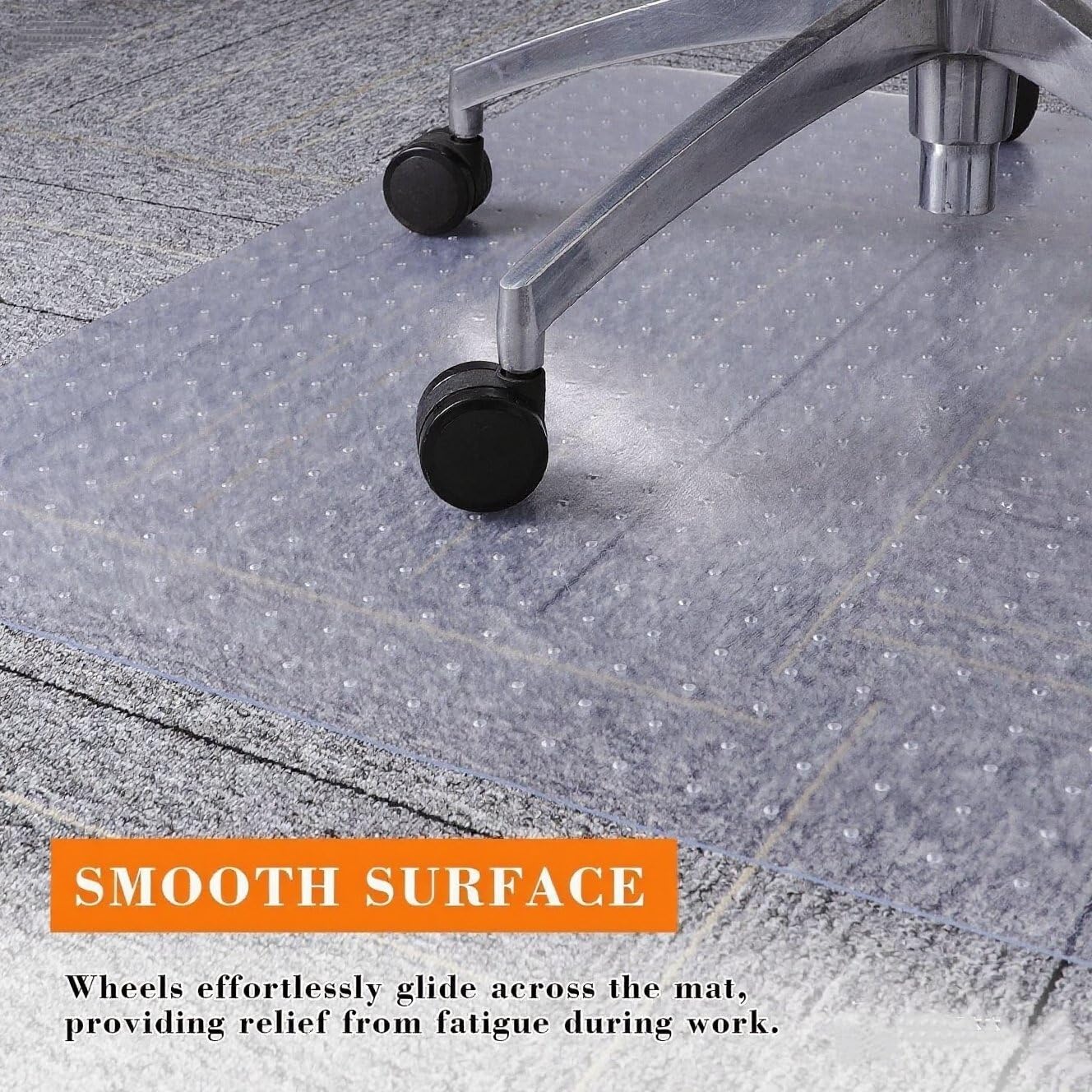 Clear Chair Mat for Carpet, QQpony 36" x 48" Office Chair Mat for Carpeted Floors, Heavy Duty Vinyl Floor Mat with Grips, Carpeted Floor Protector Rolling Computer Desk Mat for Home Office (Clear)