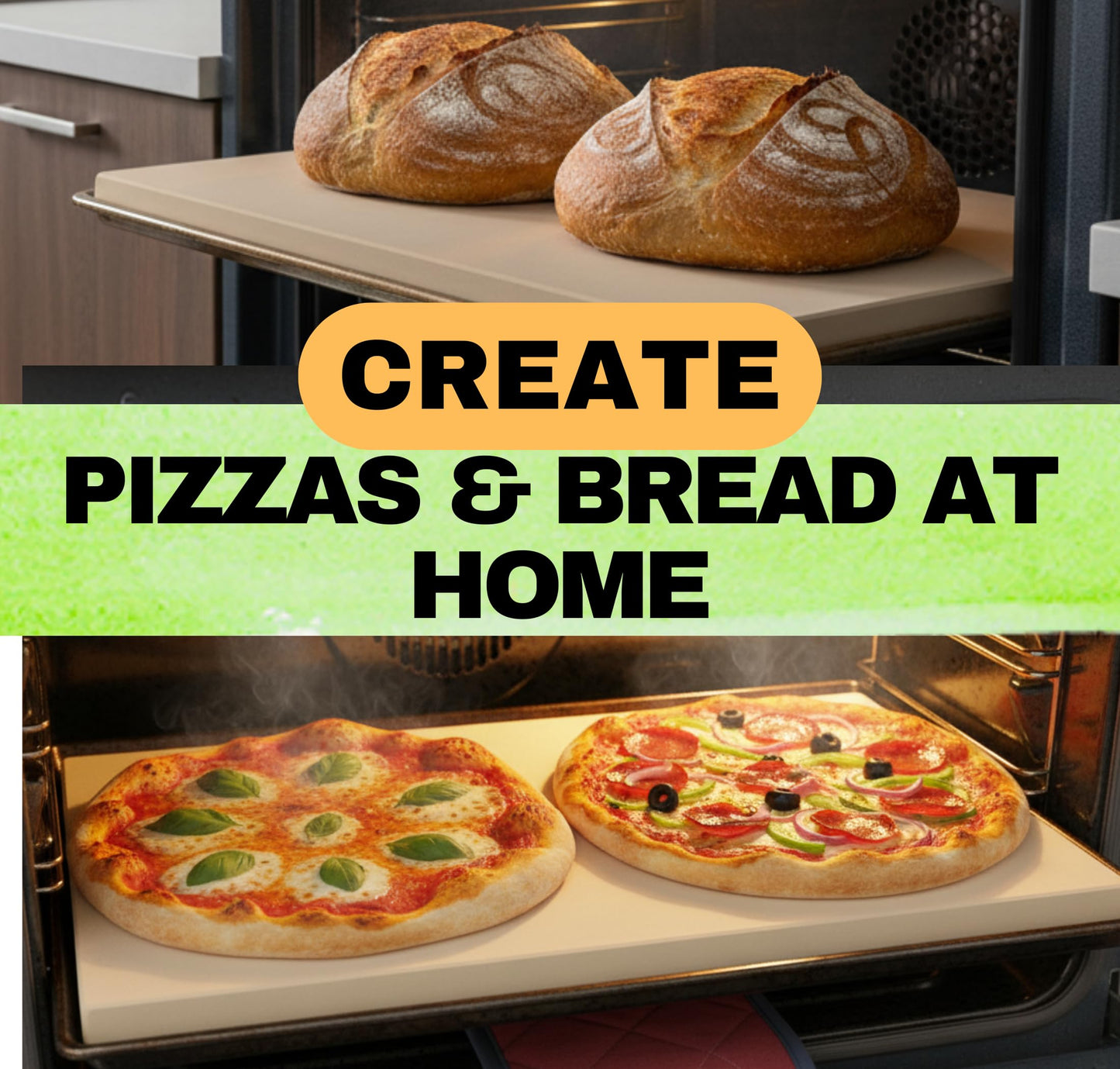 Baking Stone for Oven 20 inch, with Silicone Mat and Dough Tool - Large Baking Stone for Bread and Pizza - Oven Stone - Rectangular Cordierite Bread Stone 20" x 13.5" x 0.6"