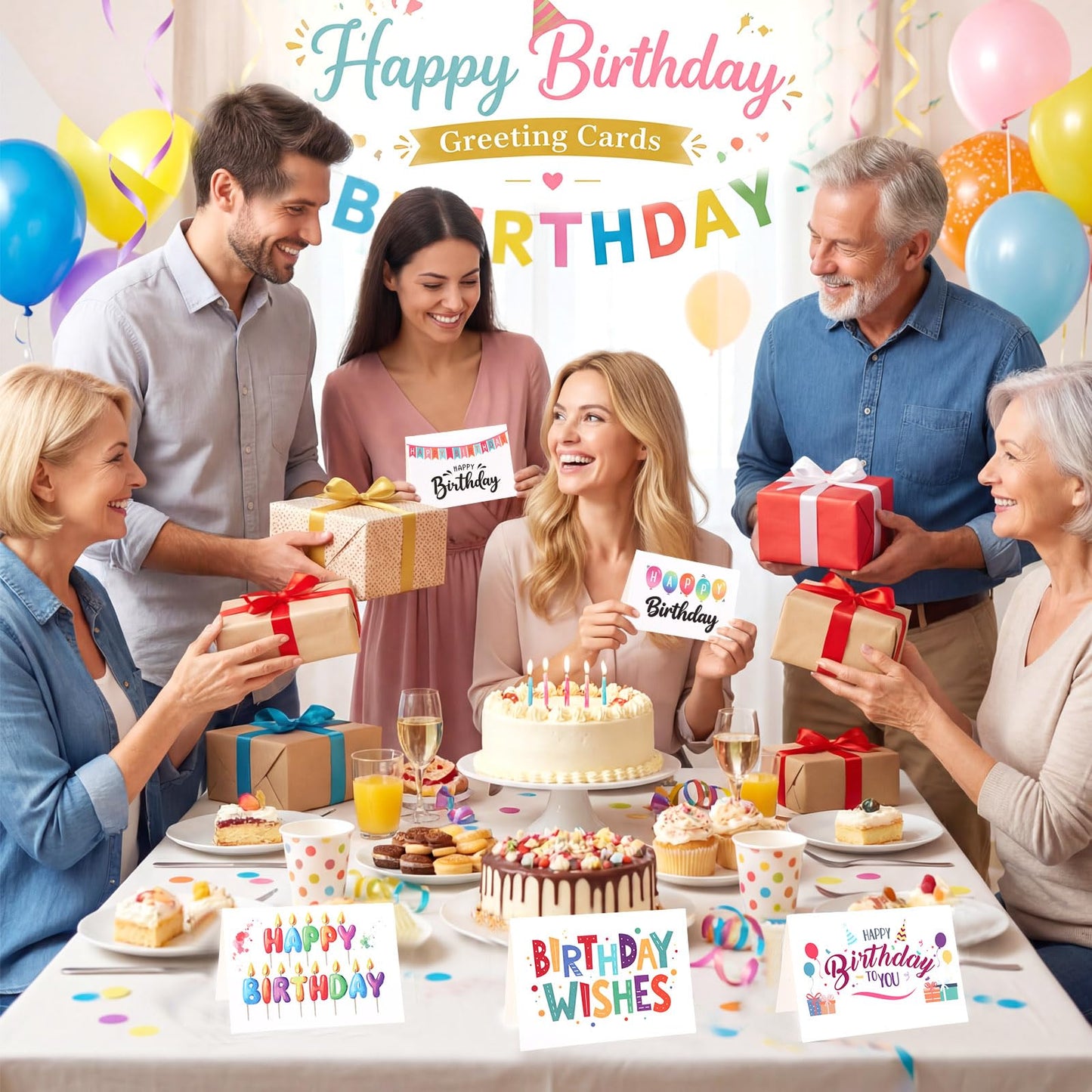 Gueevin 200 Pcs Happy Birthday Cards Bulk with Envelopes and Stickers 3.5 x 5 Inch Birthday Greeting Blank Cards, 10 Designs for Work, Friends, Family, Party Supplies (Lively and Adorable)