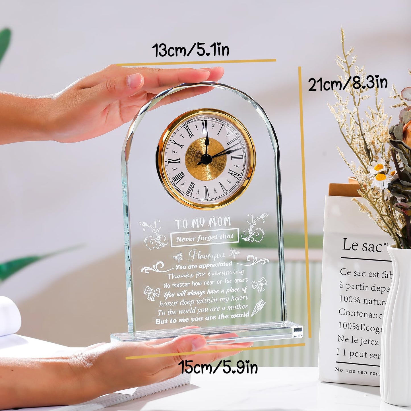 Arikyrist Mothers Day Crystal Clock Gifts for Mom from Daughter Mom Gifts for Birthday Retirement Anniversary Thanksgiving Christmas